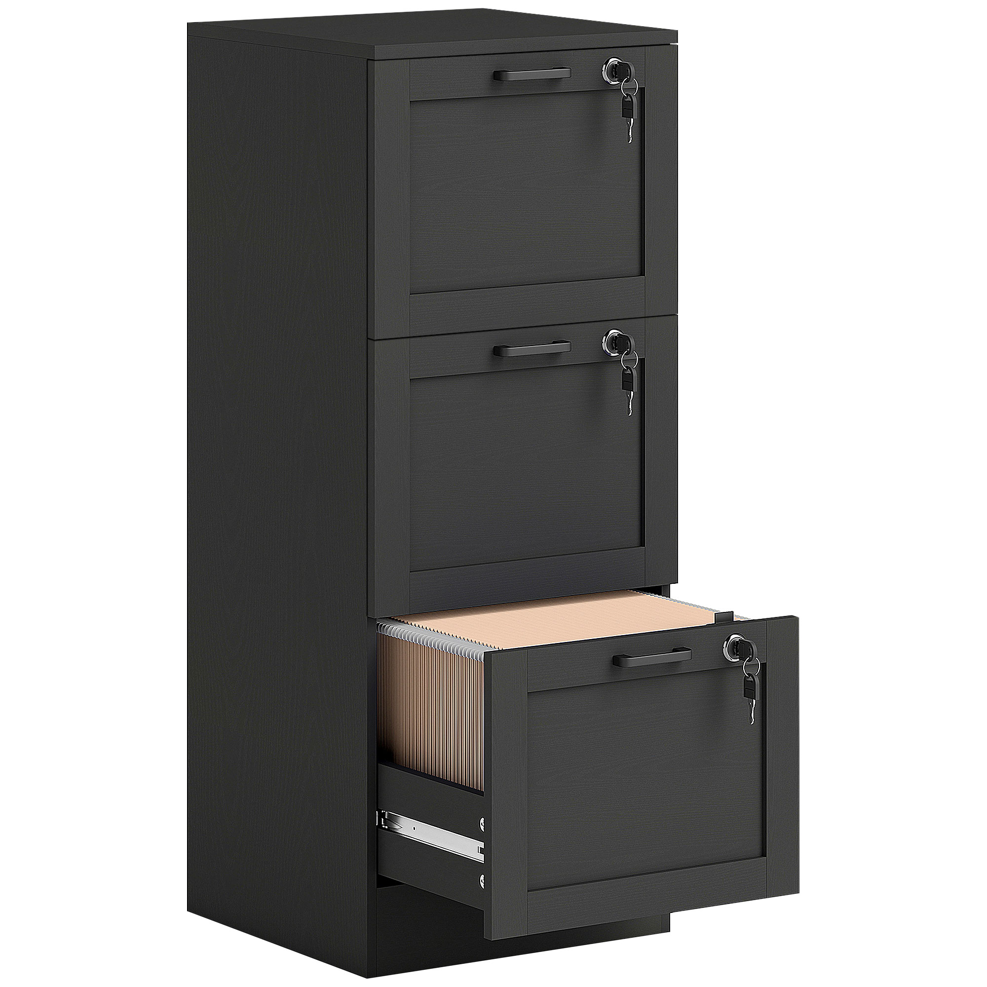HOMCOM 3-Drawer Filing Cabinet with Lock – Black HOMCOM 3-Drawer Filing Cabinet with Lock – Black