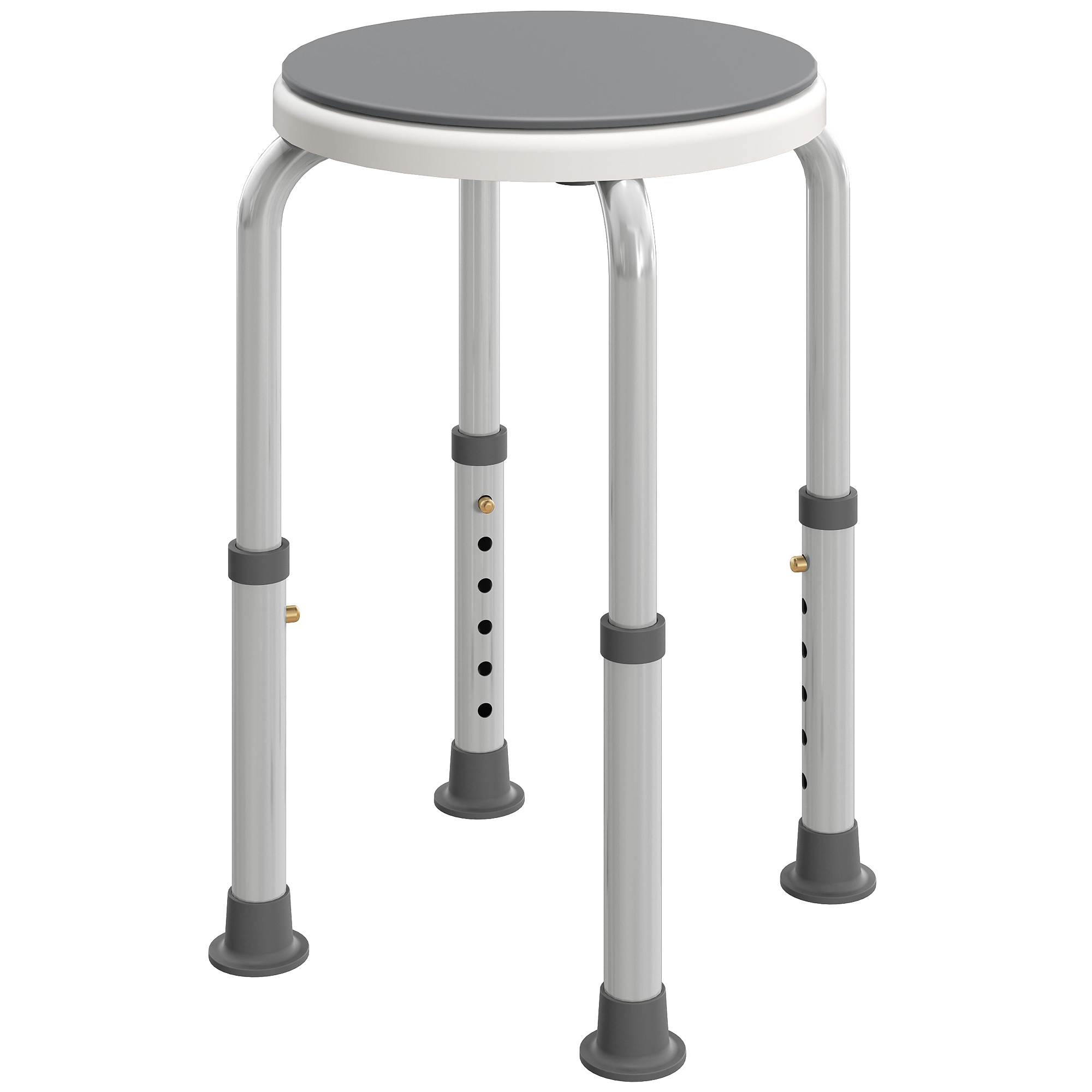 HOMCOM Tabouret de douche siège de douche antidérapant tabouret de bain hauteur réglable pivotant à 360° en aluminium