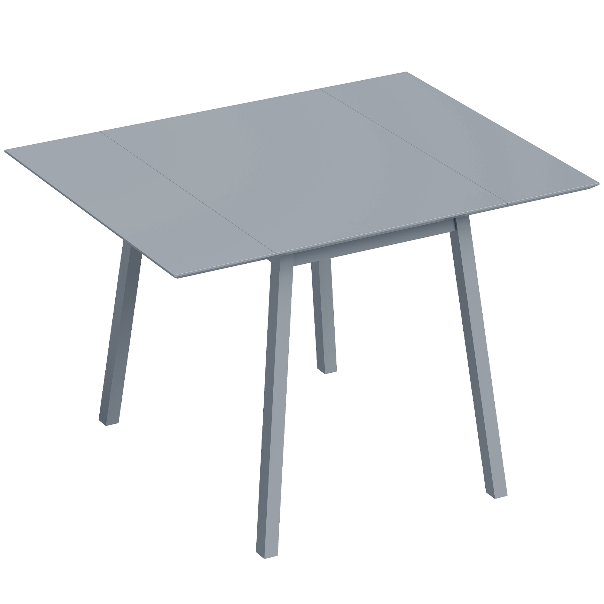 Homcom Grey Solid Wood Folding Dining Table, Drop Leaf Table For 2-4 People, Rectangle Kitchen Table