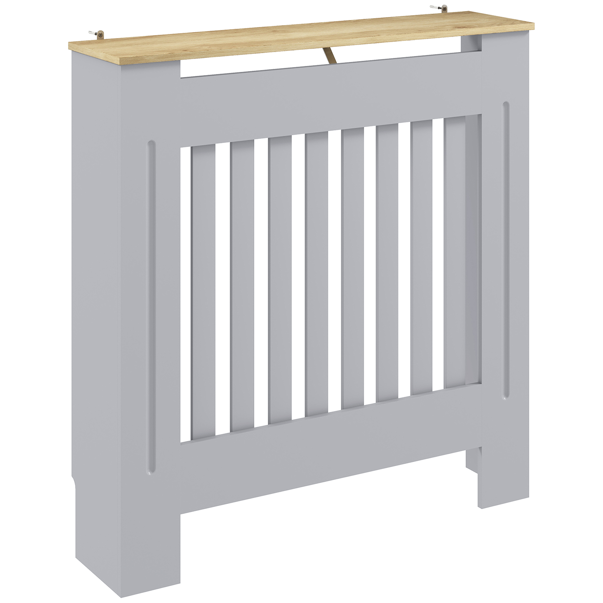 HOMCOM Heater Cover, Radiator Cover Slatted Painted MDF Lined Grill Grey, 78W x 19D x 81H cm