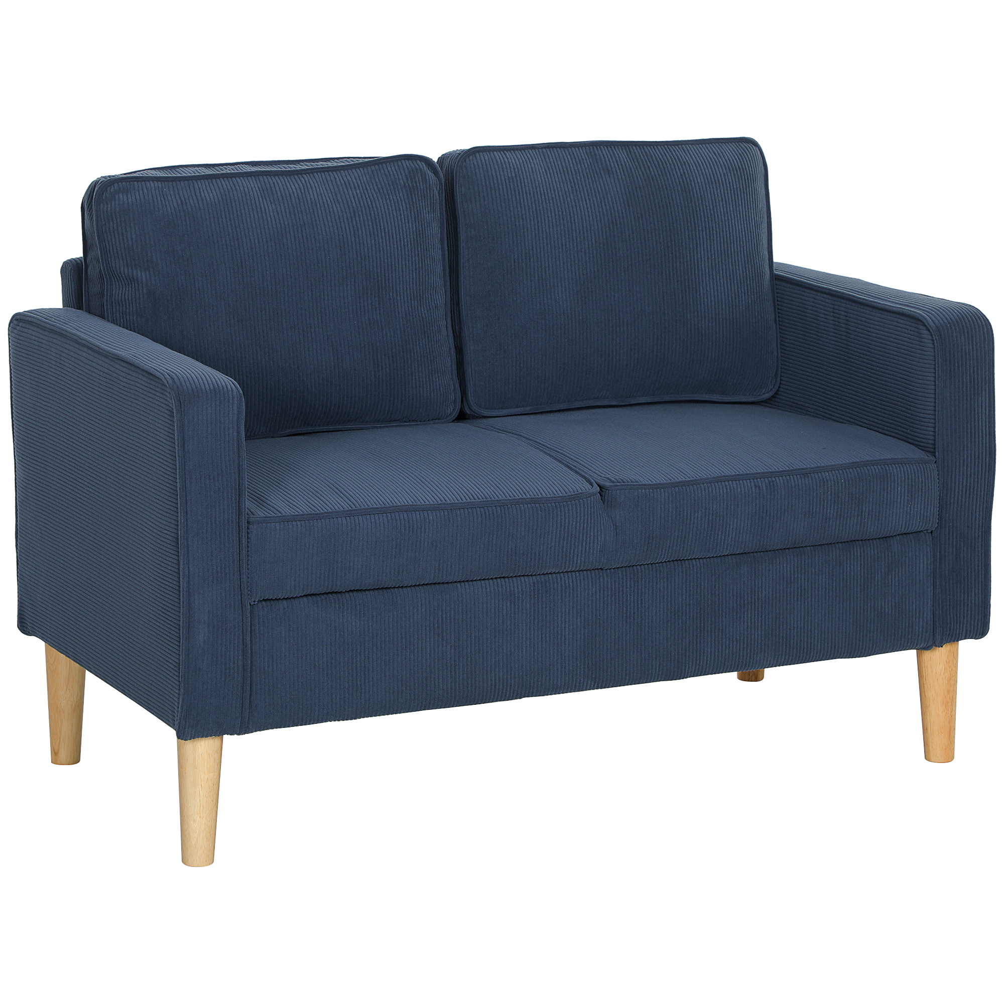 Homcom Blue Small Two-Seater Corduroy Sofa