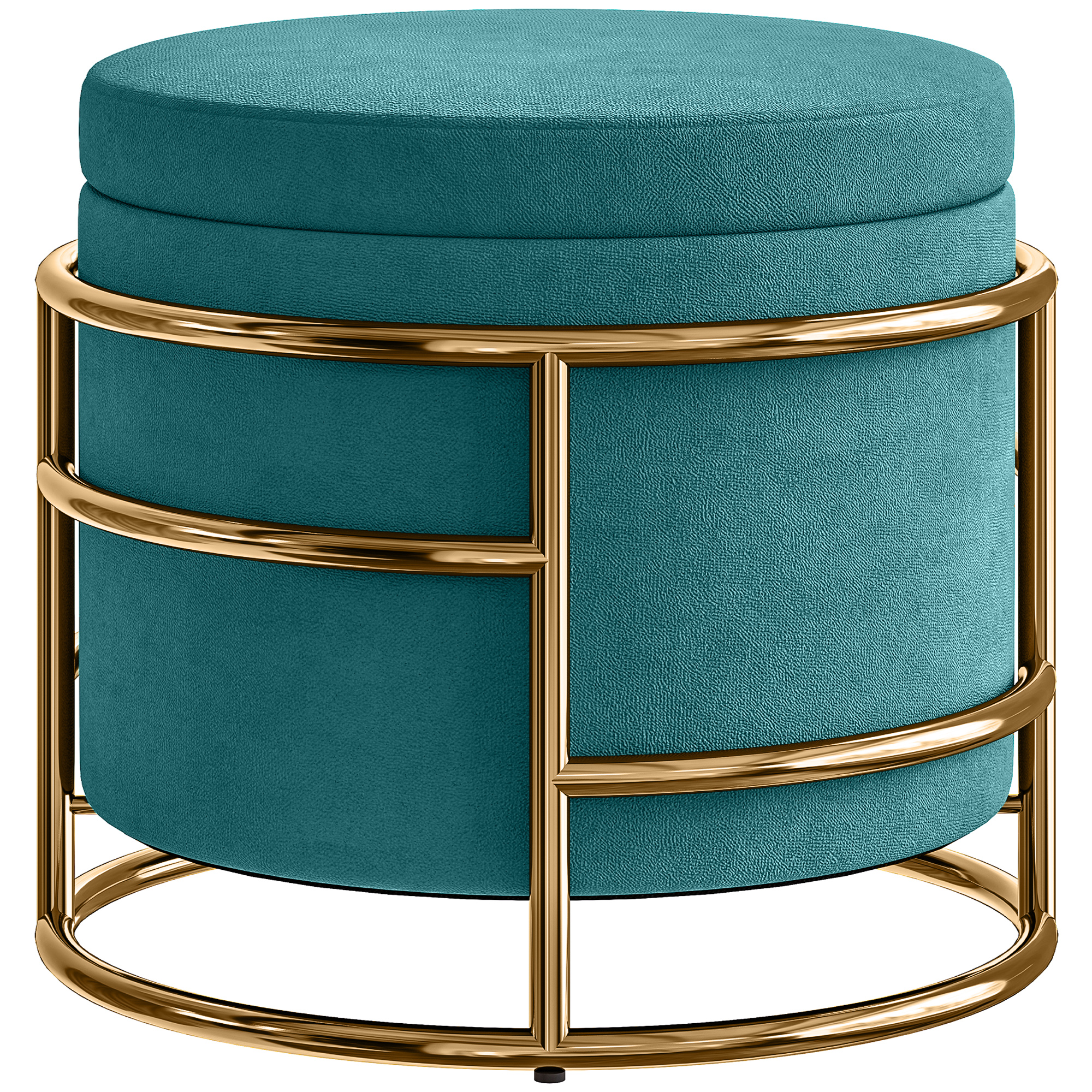 HOMCOM Pouf cu Spatiu de Depozitare in Catifea, 24L, Capac Detasabil, O42x39cm, Verde | Aosom Romania
