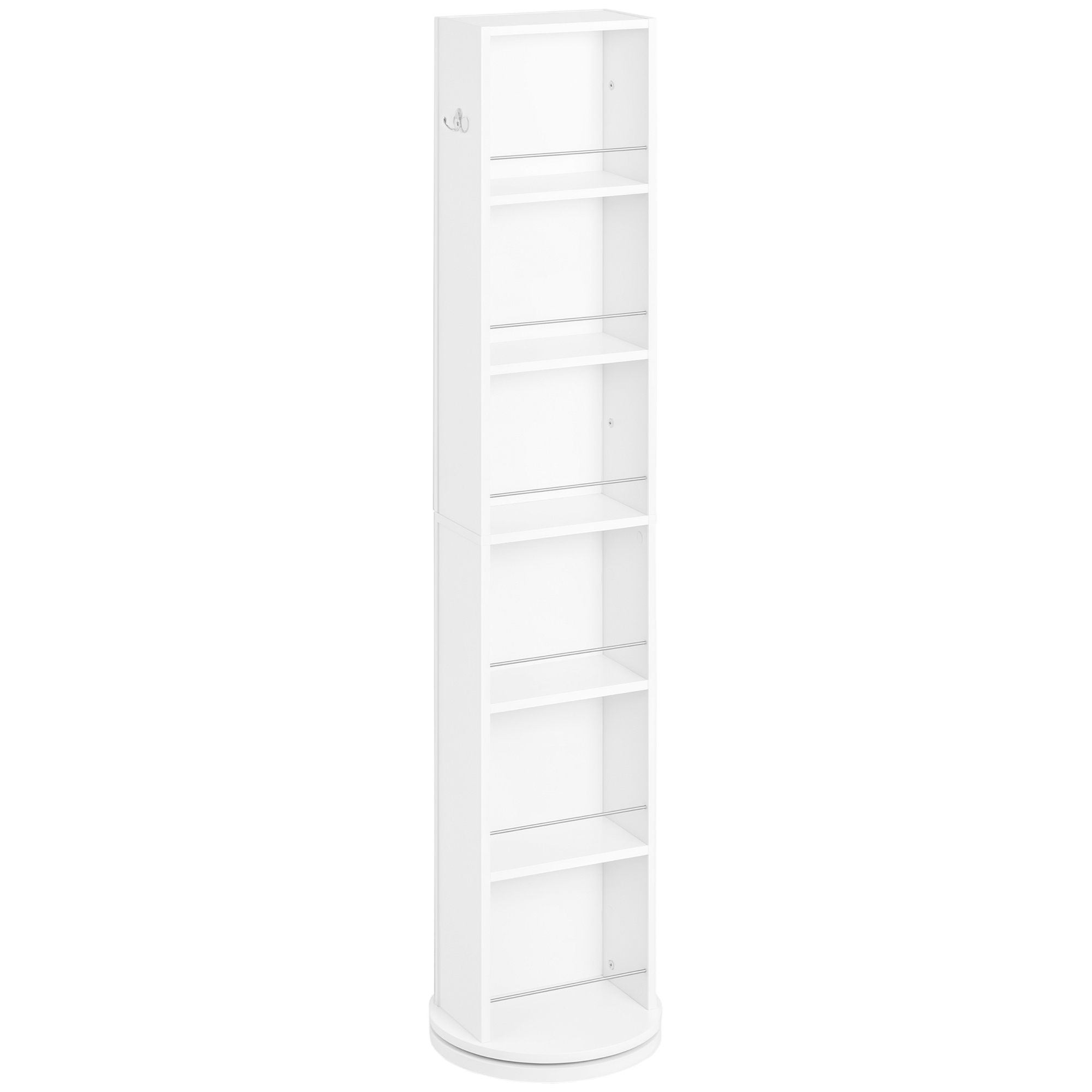 kleankin Armario Alto de Baño Giratorio Columna Auxiliar de Baño de 6 Niveles con Espejo de Cuerpo Entero 36x36x171 cm Blanco | Aosom España