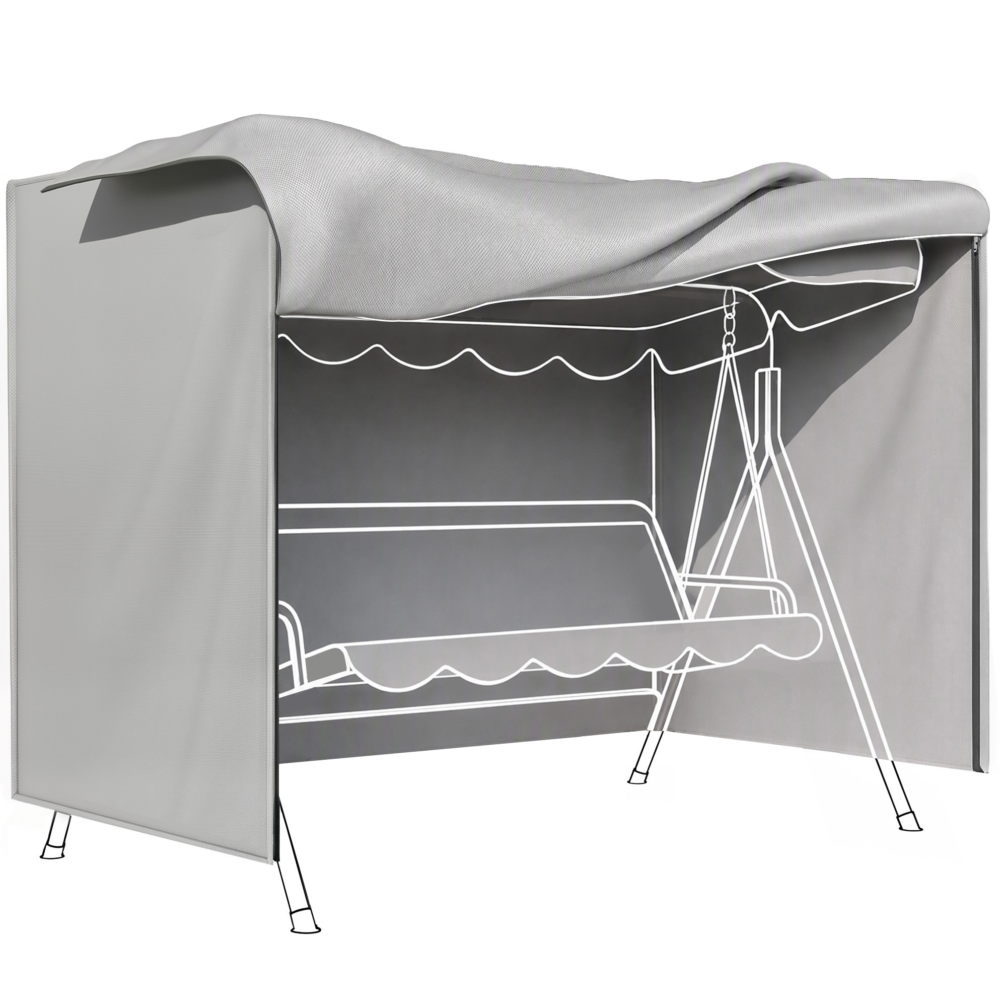 Outsunny Abdeckung für Gartenschaukel, Schutzhülle für Hollywoodschaukel, Abdeckhaube, Wasserfest, Sonnenschutz, Oxford, Grau 205 x 124 x 164 cm   Aosom