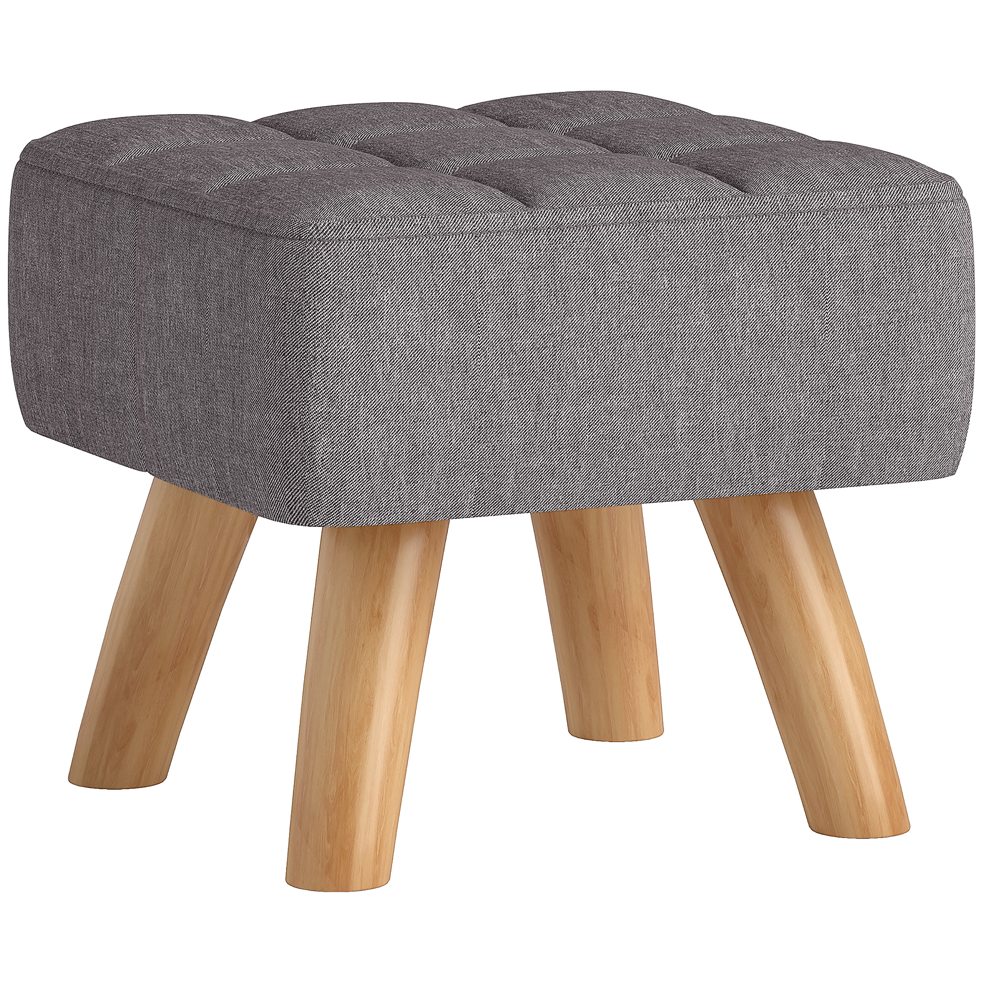 HOMCOM Fußhocker Hocker mit Leinenoptik, Holzbeine, Moderner Sitzhocker Polsterhocker Ottomane für Schlafzimmer, Wohnzimmer, Grau Aosom