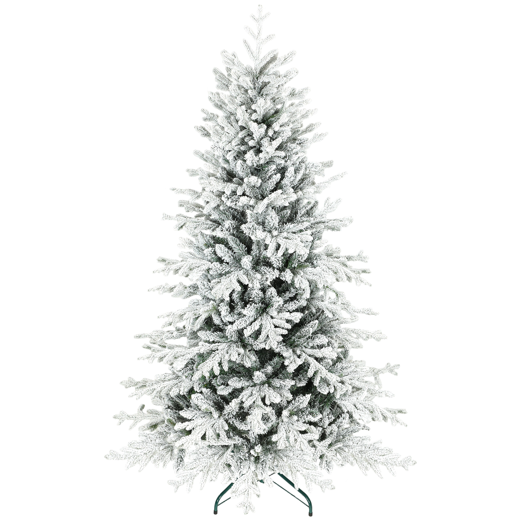 HOMCOM Künstlicher Weihnachtsbaum, 180cm Christbaum mit Schnee, 1815 Zweigen, Kiefernbaum mit klappbarem Metallständer, Grün Aosom