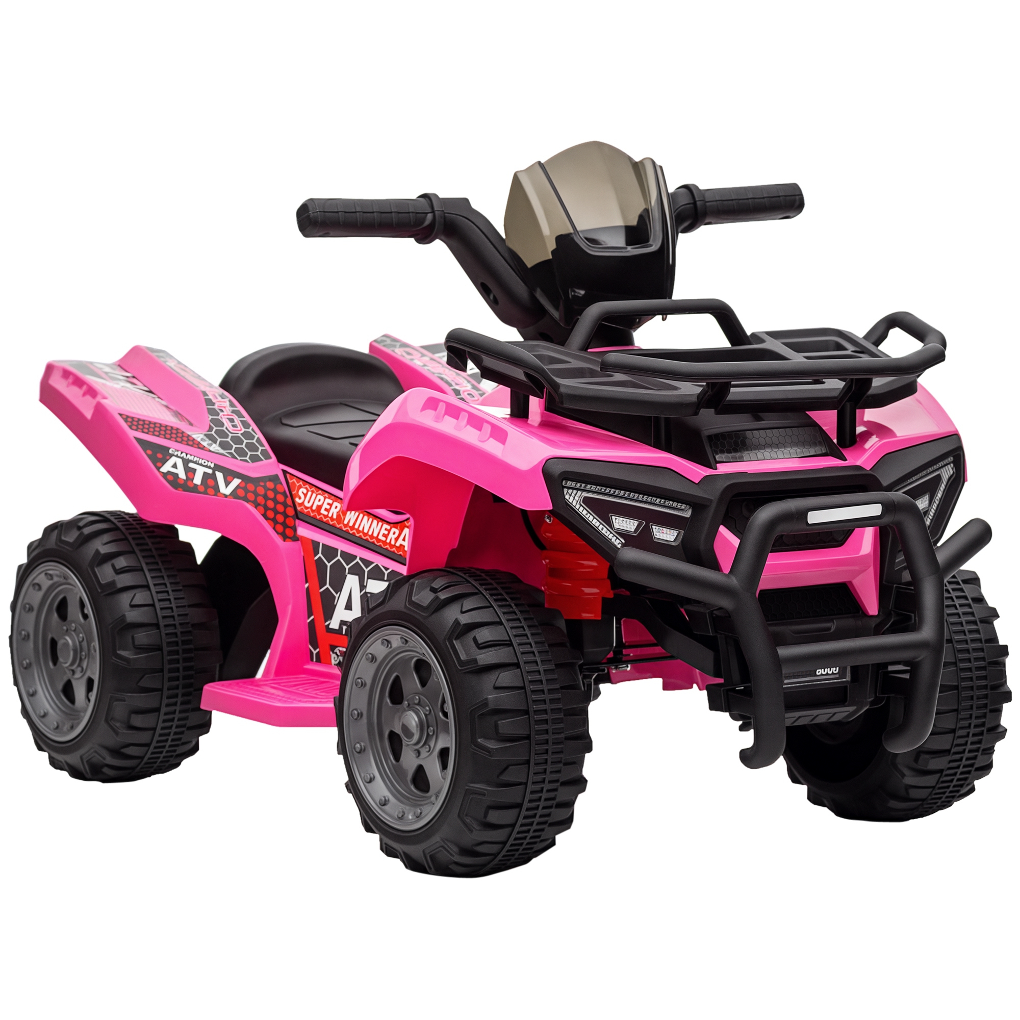 HOMCOM Quad Eléctrico para Niños de 18-36 Meses Batería 6V Infantil con Faros LED Velocidad de 2 km/h y Avance 70x42x45 cm Rosa | Aosom España