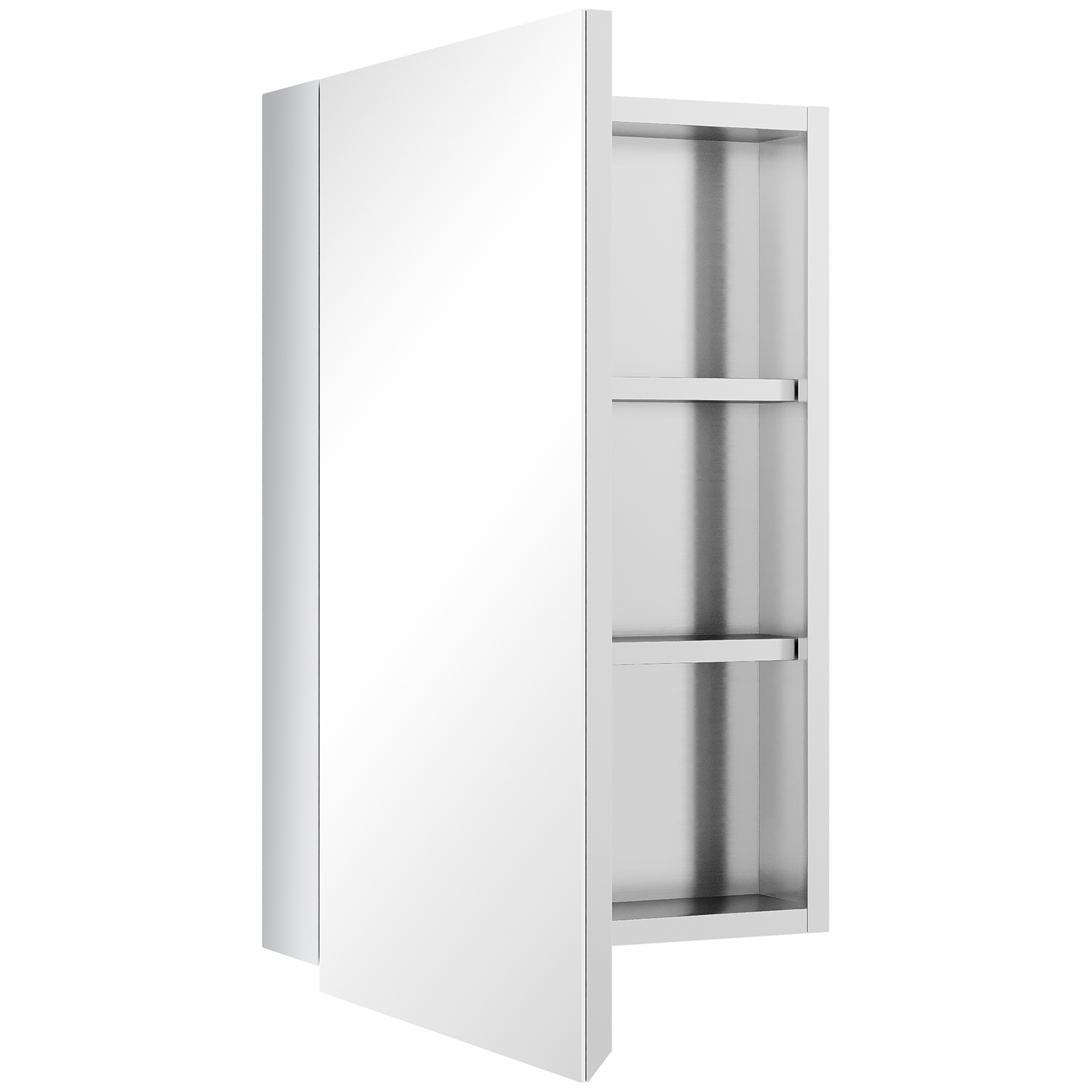 kleankin Spiegelschrank, Badezimmerschrank mit 3 Ebenen, Medizinschrank für Badezimmer, Schlafzimmer, Edelstahl, Silber, 39 x 12 x 60 cm   Aosom von Kleankin