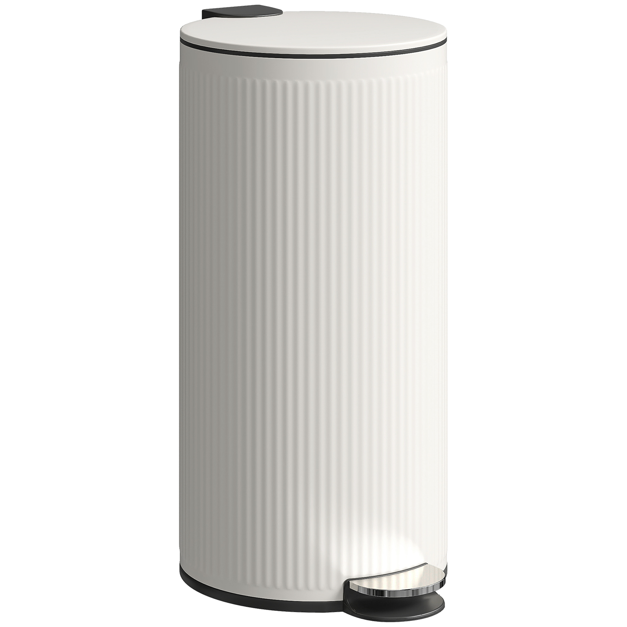 HOMCOM Mülleimer 30 L Treteimer mit Softclose-Deckel und Pedal, Abfallsammler mit abnehmbarem Inneneimer, Abfalleimer, Metall, Schwarz, 36 x 30 x 60,5 cm Aosom