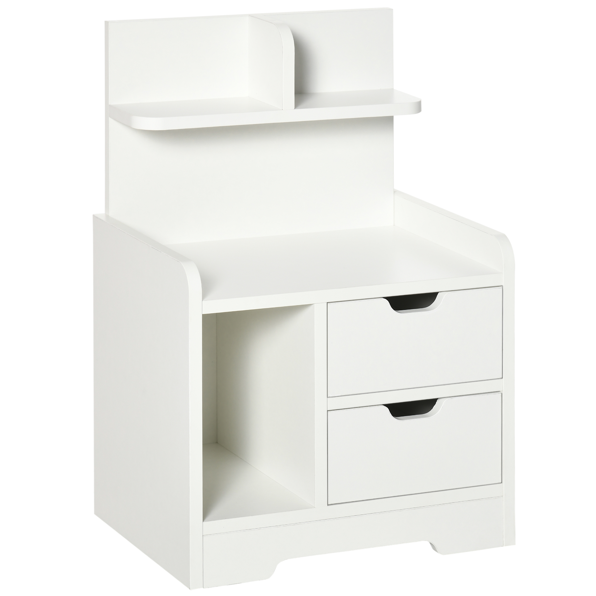 HOMCOM Mesilla de Noche Moderna con 2 Cajones y 3 Compartimentos de Almacenaje para Salón Dormitorio Carga 30 kg 40x30x60 cm Blanco | Aosom España