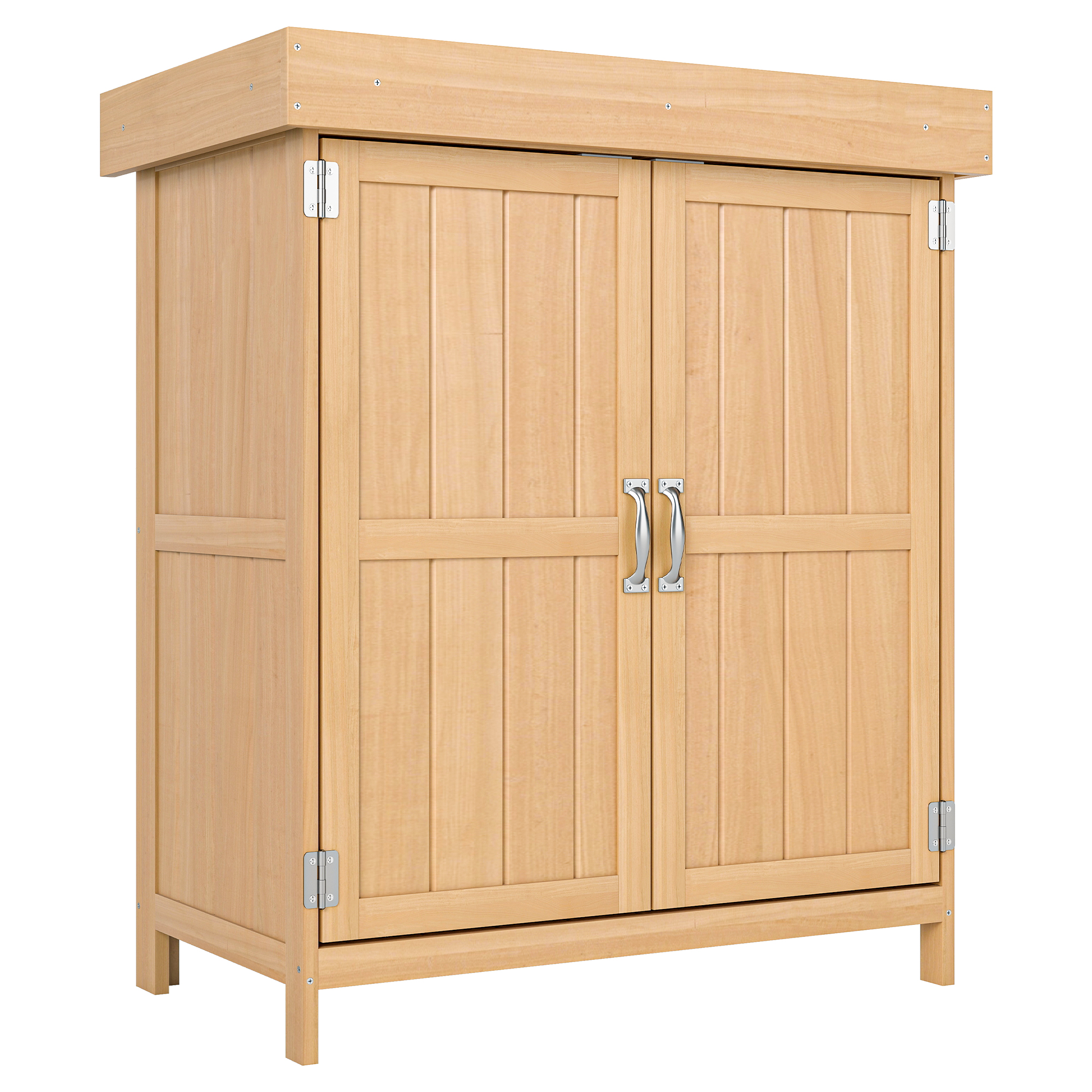 Outsunny Gartenschrank Geräteschrank mit Doppeltür, 2 Fächer, wetterfest, Tannenholz, Natur, 74x43x88cm Aosom
