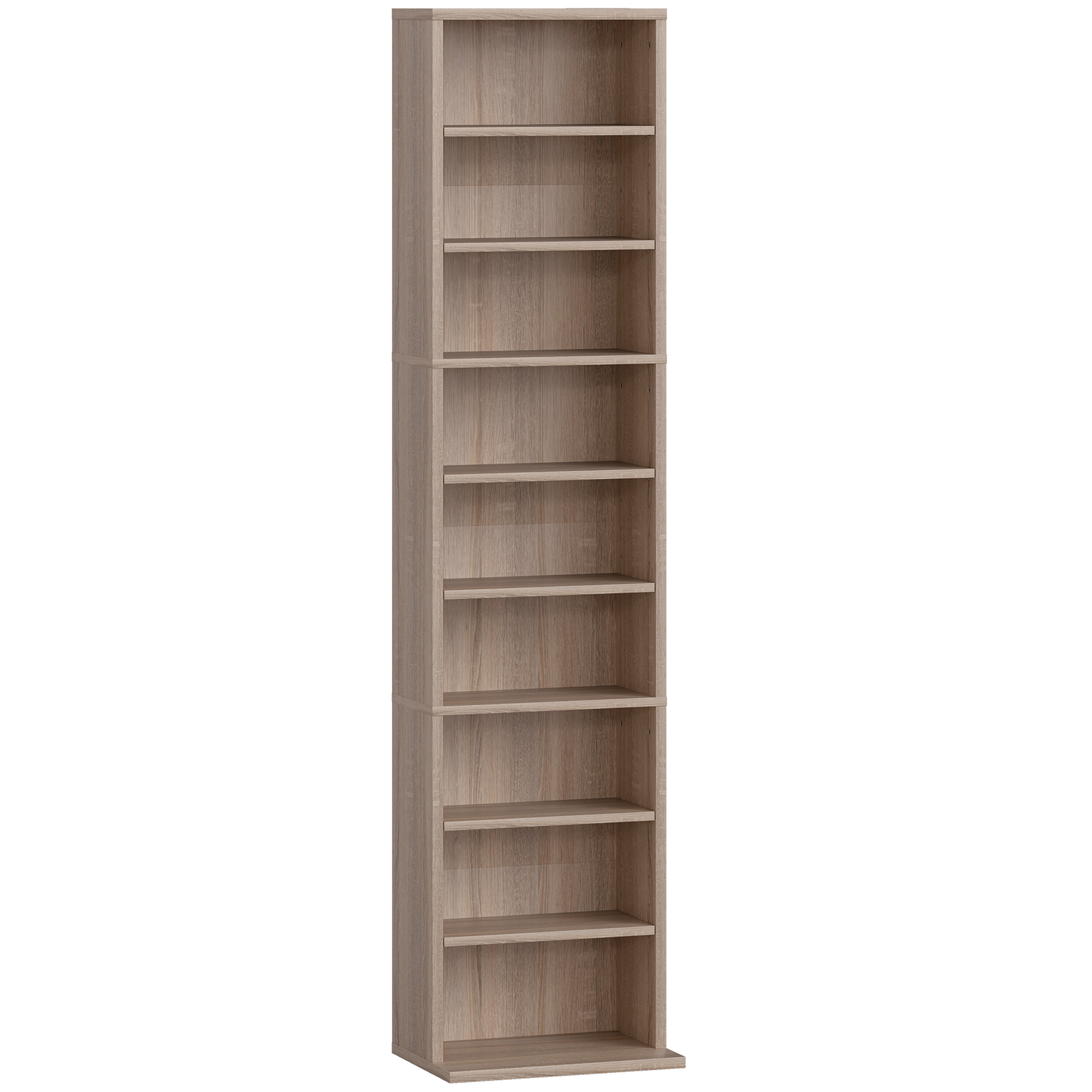 HOMCOM Estantería para CDs y DVDs con Estantes Ajustables Diseño Estrecho y Antivuelco para 260 CDs 33x24x140 cm Madera Natural