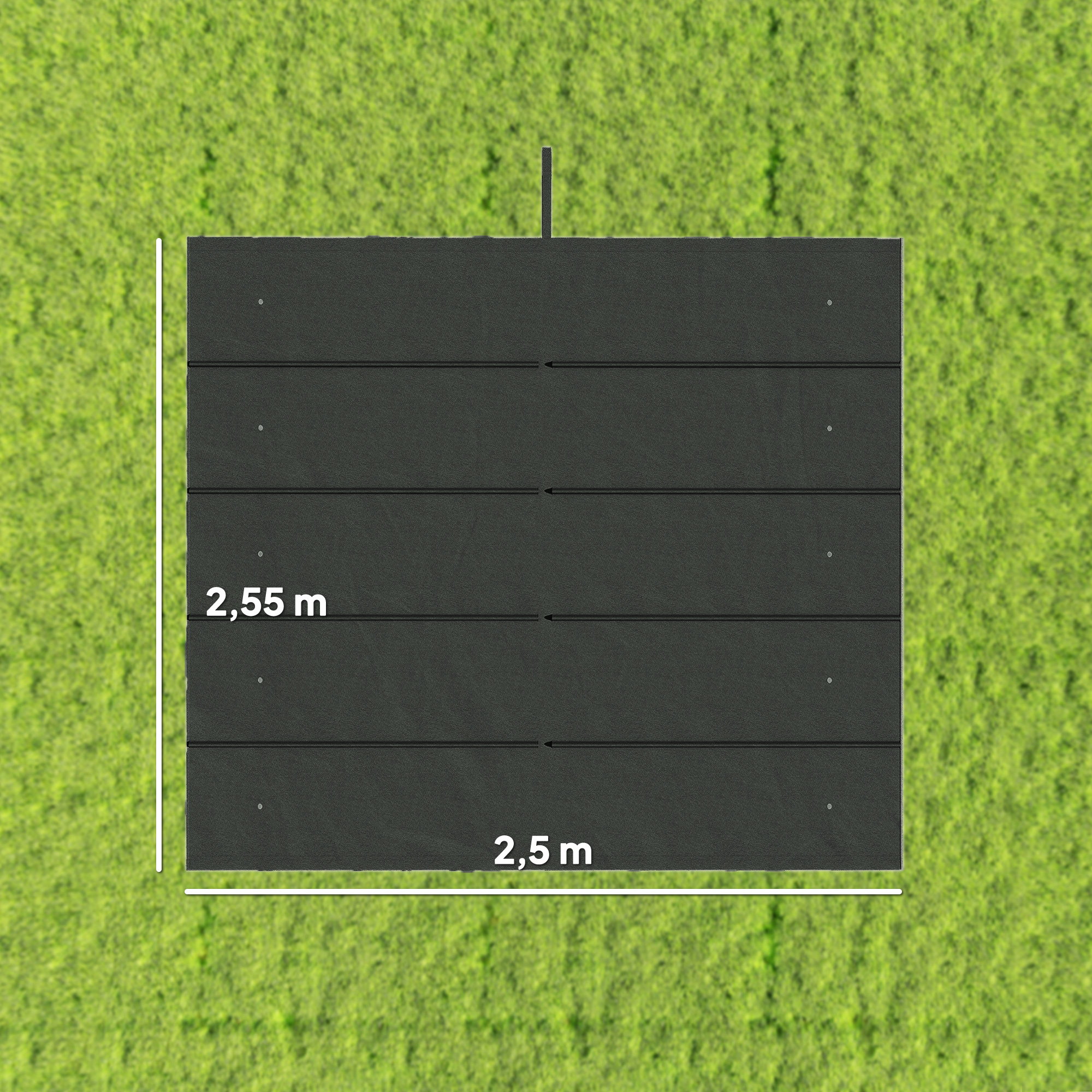 Vahetuspresent 3x3m paviljonidele, drenaažiavadega, 2,50 x 2,55 m, tumehall