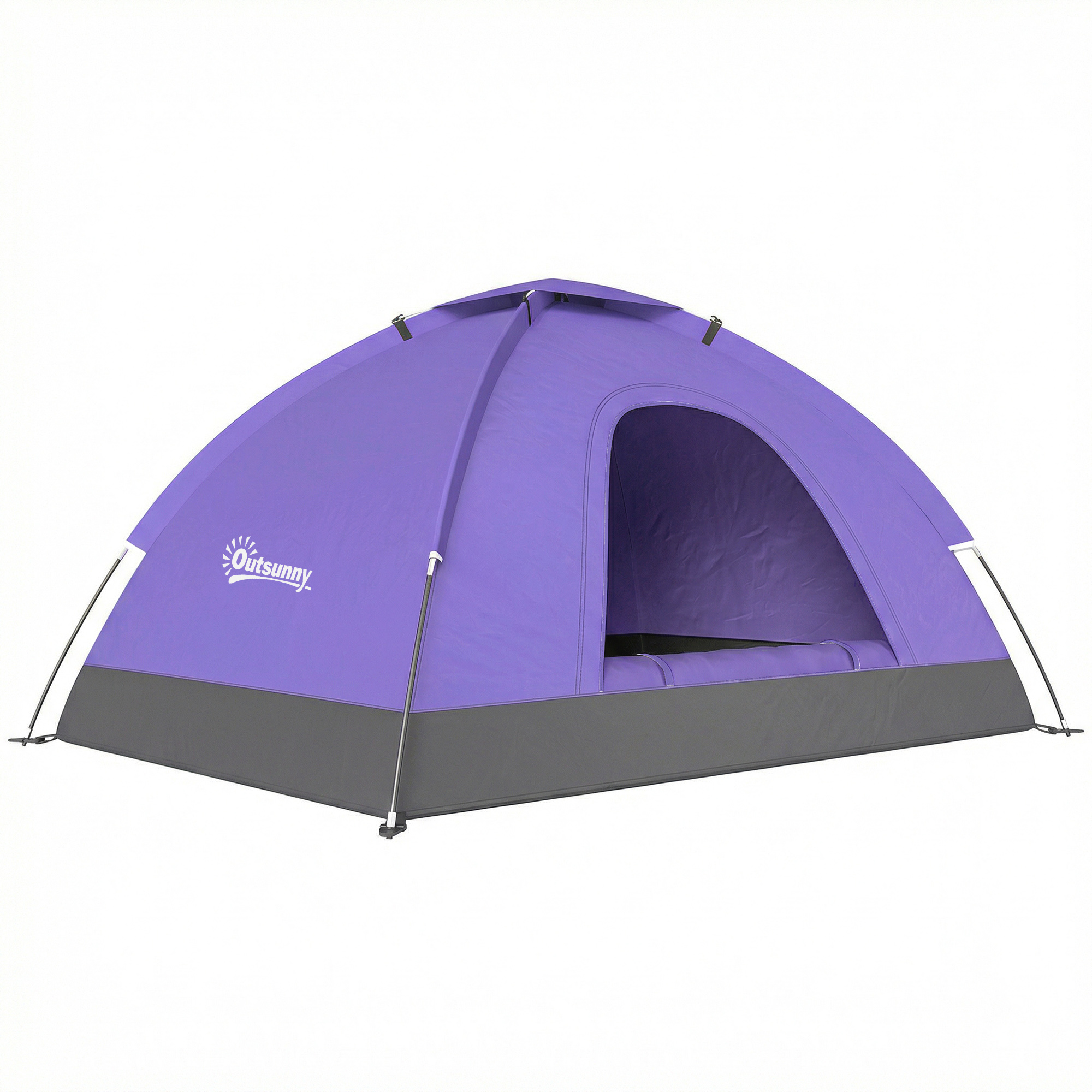 Outsunny 2 Person Camping Tent, Dome Tent with Zipped Doors, Storage Pocket, Portable Handy Bag, Light Purple Outsunny 2 Person Camping Tent, Dome Tent with Zipped Doors, Storage Pocket, Portable Handy Bag, Light Purple