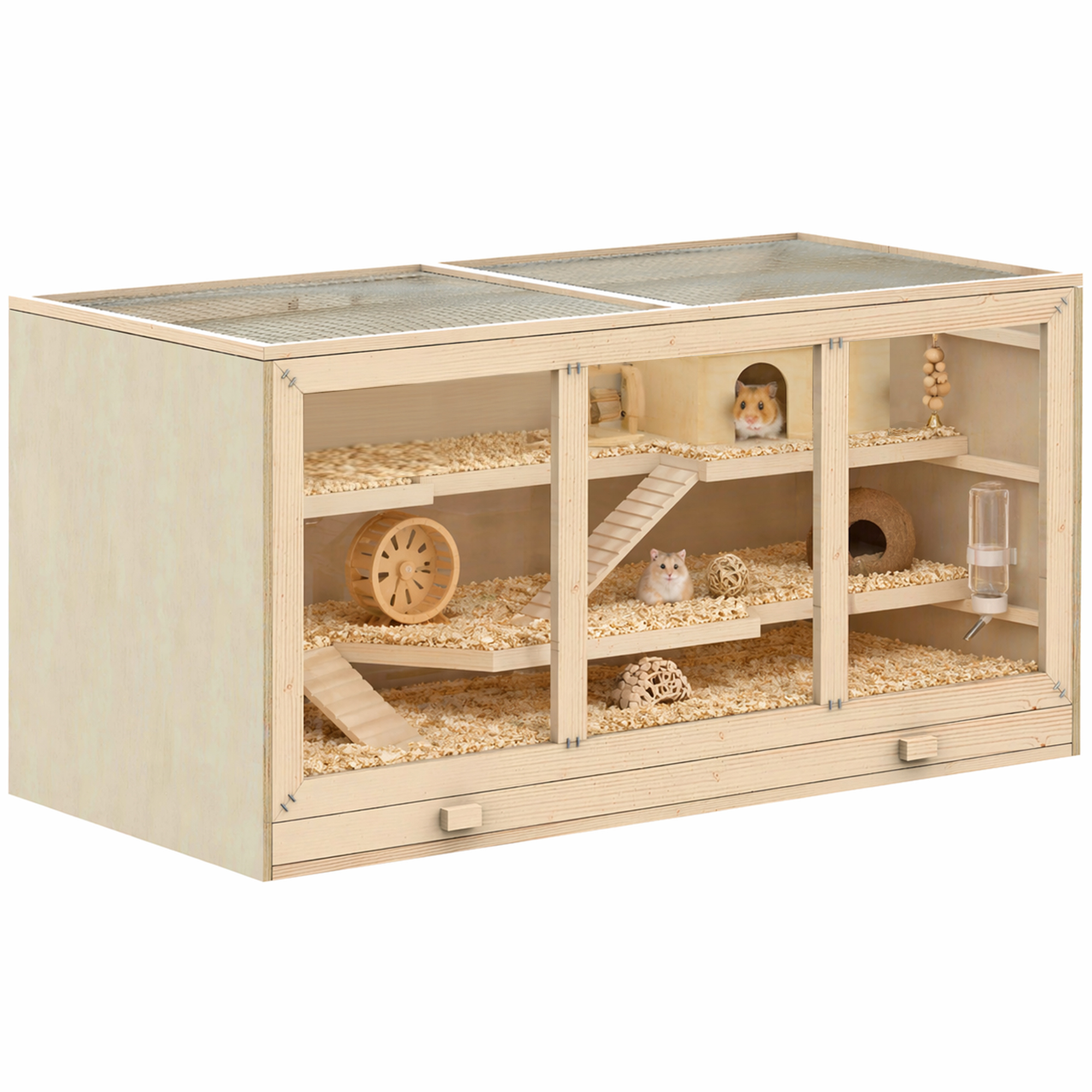Outsunny - Gabbia Criceto in legno Animali Piccoli Roditori - 115x60x58cm Outsunny - Gabbia Criceto in legno Animali Piccoli Roditori - 115x60x58cm