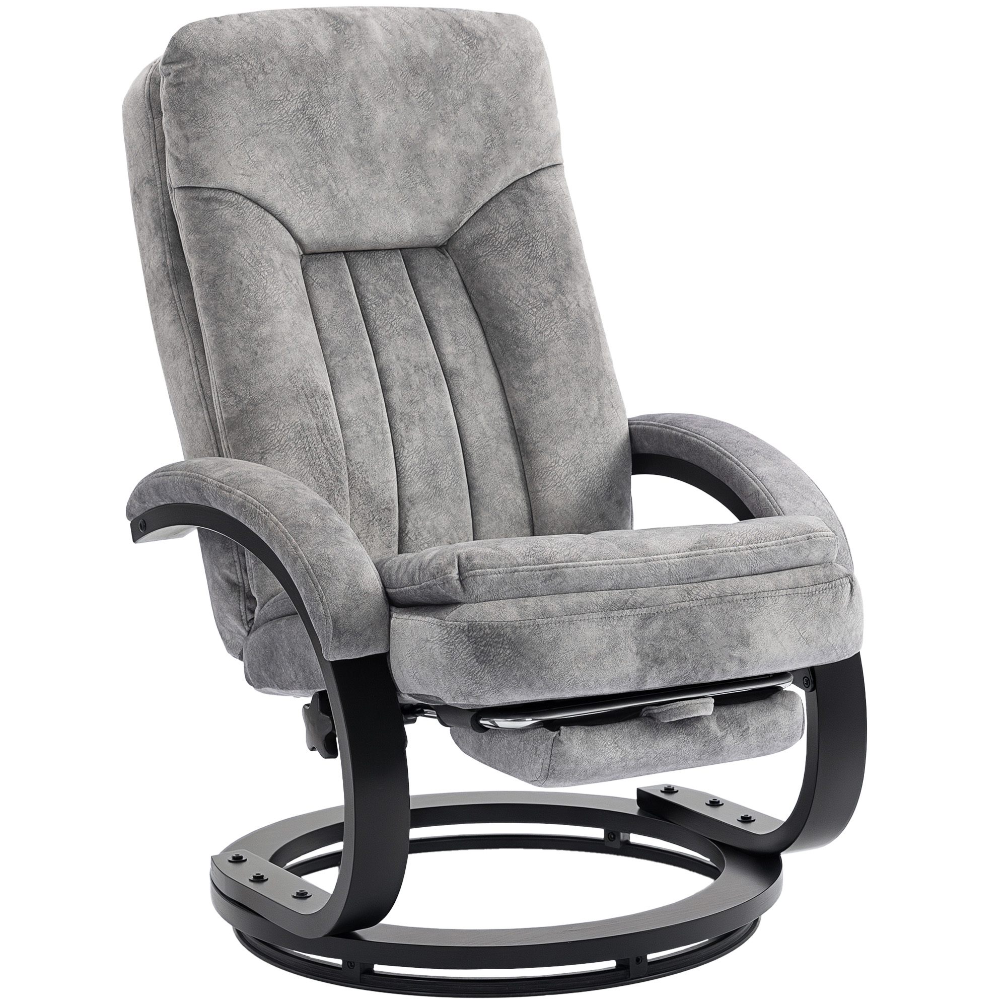 HOMCOM Swivel Recliner Chair, Velvet Manual Recliner Armchair with Retractable Footrest, Dual-Layer Cushion, High Back, C Shaped Armrests, Wooden Base for Living Room, Bedroom, Office, Grey HOMCOM Swivel Recliner Chair, Velvet Manual Recliner Armchair with Retractable Footrest, Dual-Layer Cushion, High Back, C Shaped Armrests, Wooden Base for Living Room, Bedroom, Office, Grey