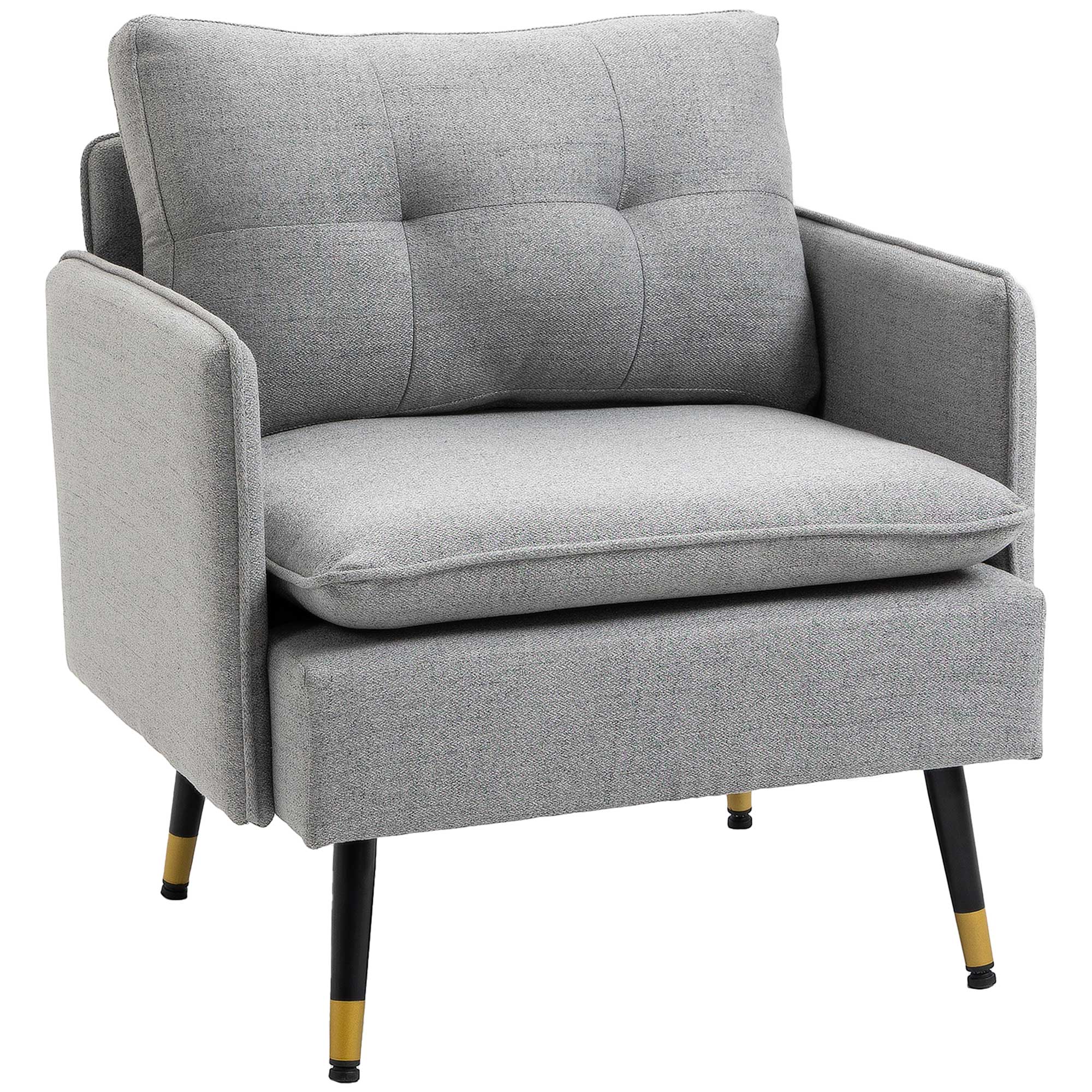 HOMCOM Butaca de Salón Sillón Relax con Reposabrazos Asiento Acolchado Patas de Acero Diseño Moderno para Hogar 76x68x80 cm Negro | Aosom España