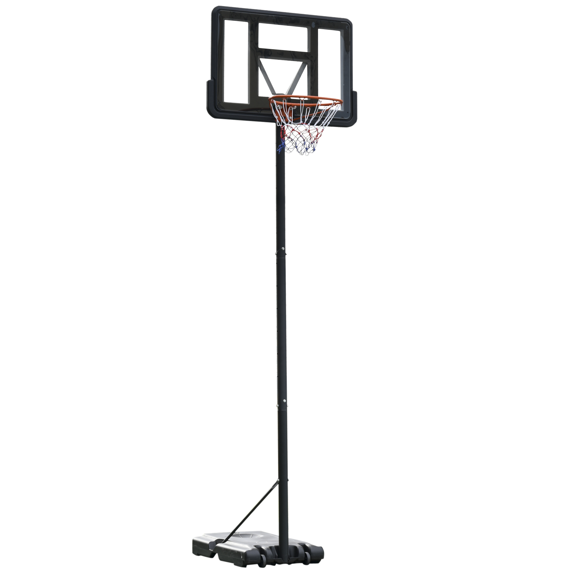 HOMCOM Canasta de Baloncesto con Altura Ajustable 220-365 cm Aro de Baloncesto con Soporte Ruedas Base Rellenable Negro