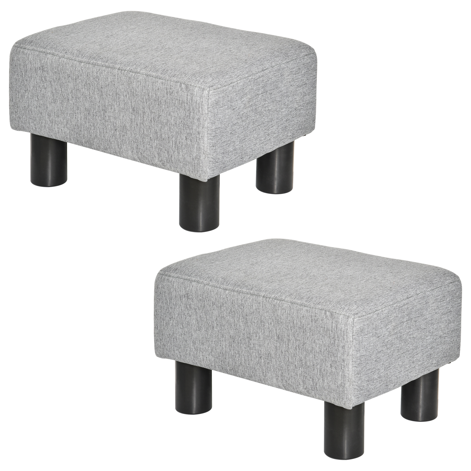 HOMCOM Lot de 2 poufs repose-pied tabouret bas en tissu de lin capacité de charge 150 Kg 40 x 30 x 24 cm gris HOMCOM Lot de 2 poufs repose-pied tabouret bas en tissu de lin capacité de charge 150 Kg 40 x 30 x 24 cm gris