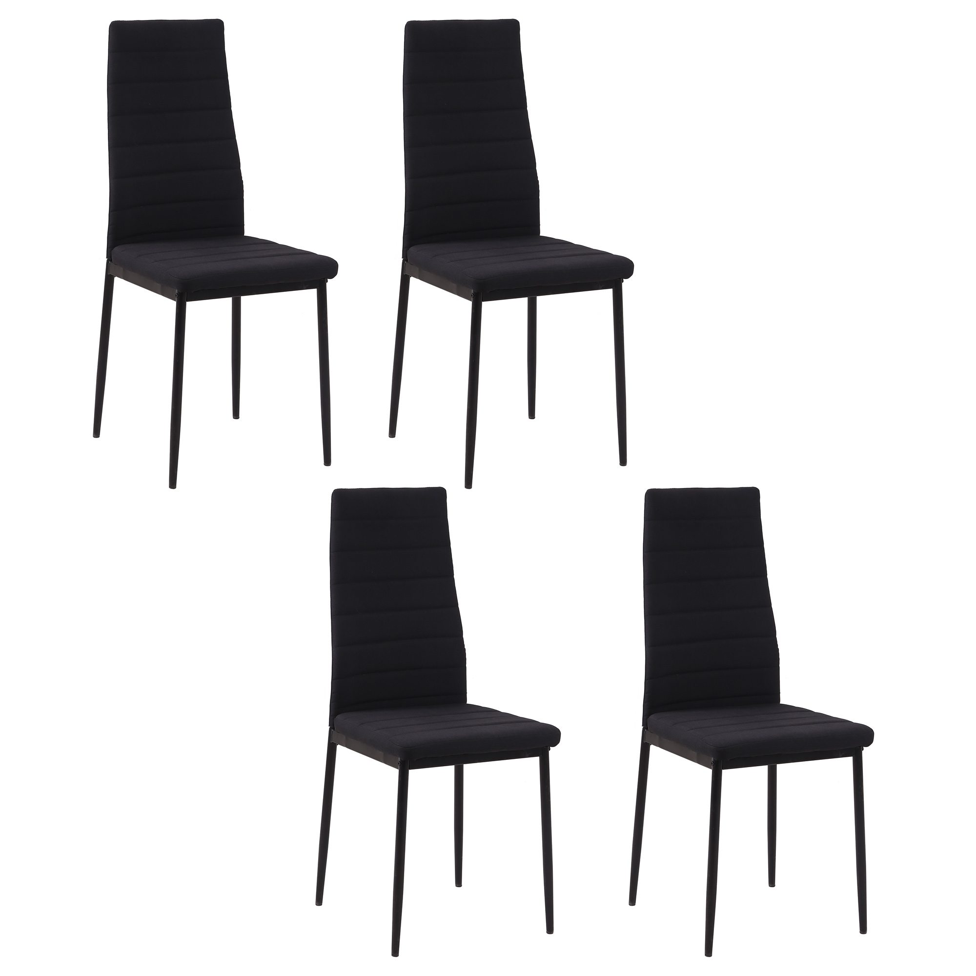 HOMCOM Lot de 4 chaises de salle à manger chaises de cuisine avec dossier haut pieds en métal et tissu en lin 41x50x97cm noir HOMCOM Lot de 4 chaises de salle à manger chaises de cuisine avec dossier haut pieds en métal et tissu en lin 41x50x97cm noir