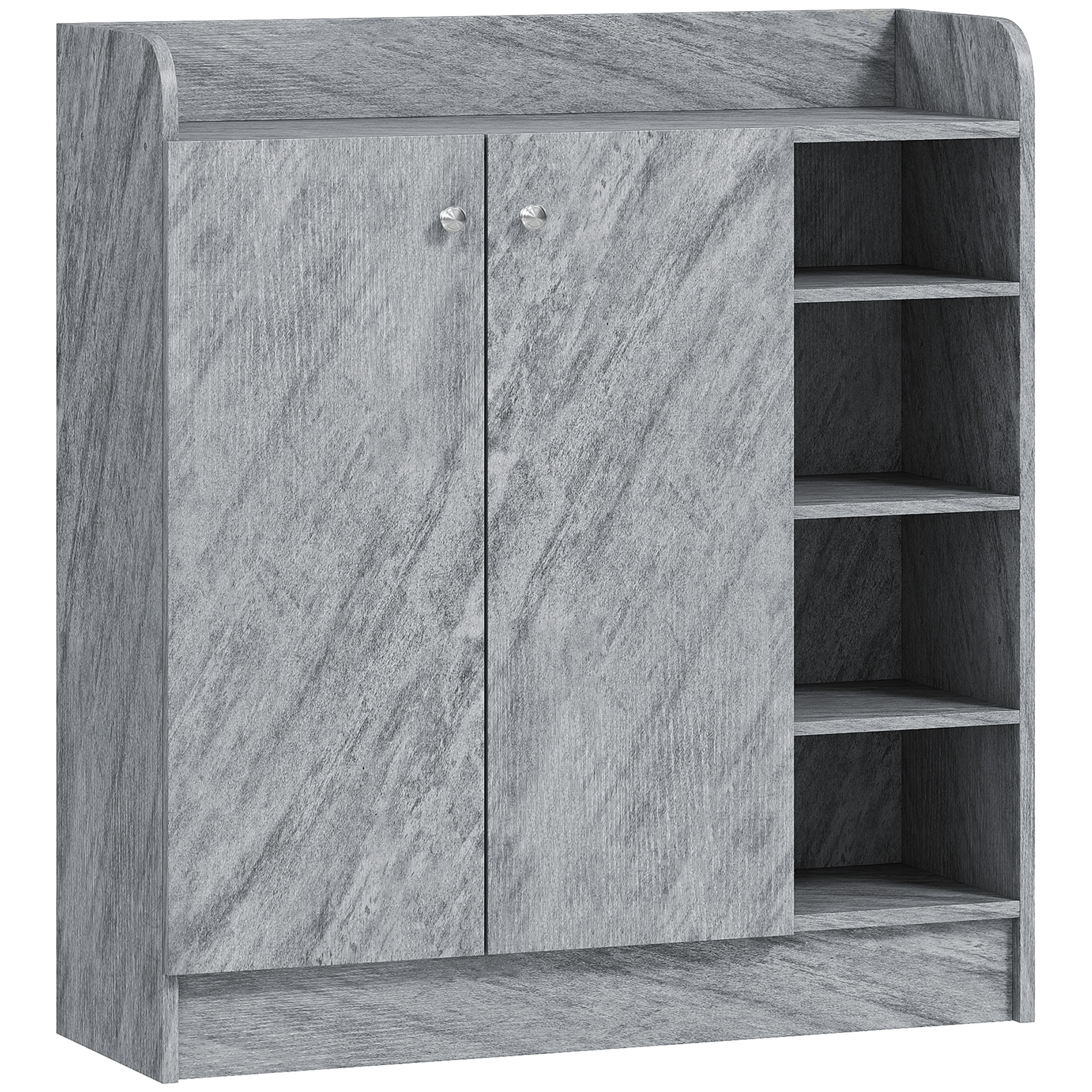 HOMCOM Schuhschrank Schuhregal mit 4 Fächern Schuhablage Schuhkommode für 12 Paar Schuhe 83 x 30 x 90 cm, Grau Aosom