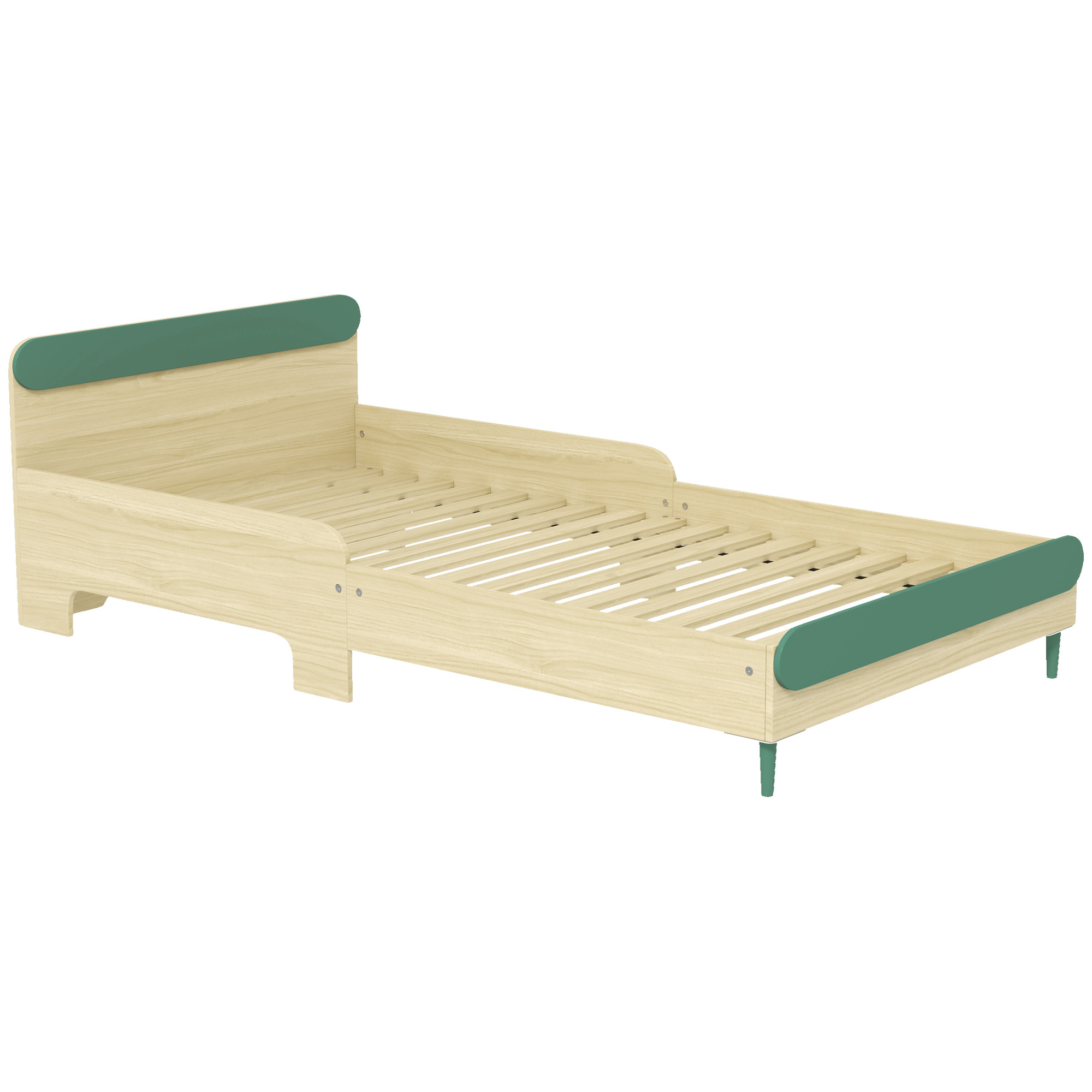AIYAPLAY Lit pour enfant lit au sol enfant de 3 à 10 ans avec barrière de sécurité, sommier à lattes inclus, vert AIYAPLAY Lit pour enfant lit au sol enfant de 3 à 10 ans avec barrière de sécurité, sommier à lattes inclus, vert