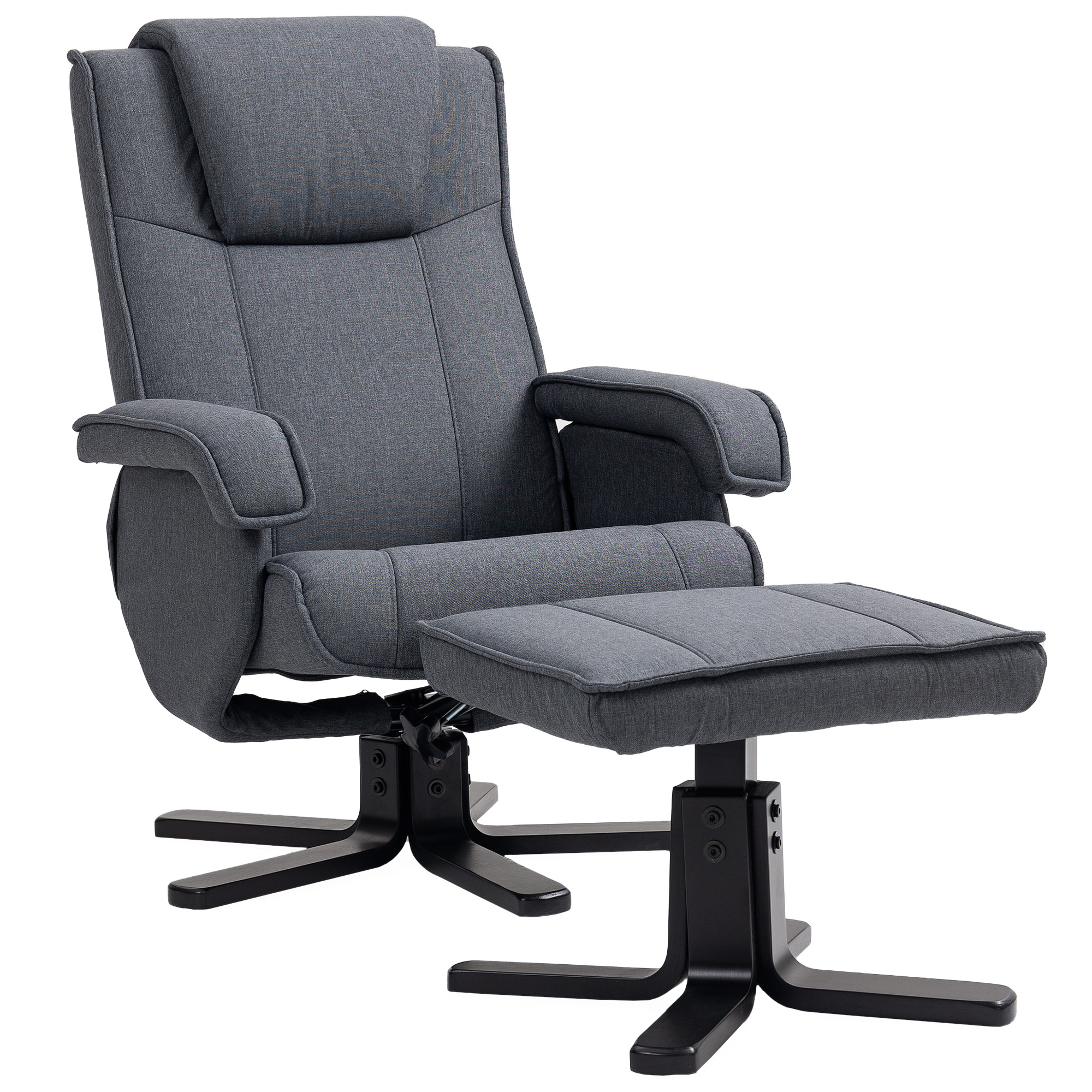 HOMCOM Swivel Recliner Chair with Footstool – Charcoal Grey Linen HOMCOM Swivel Recliner Chair with Footstool – Charcoal Grey Linen