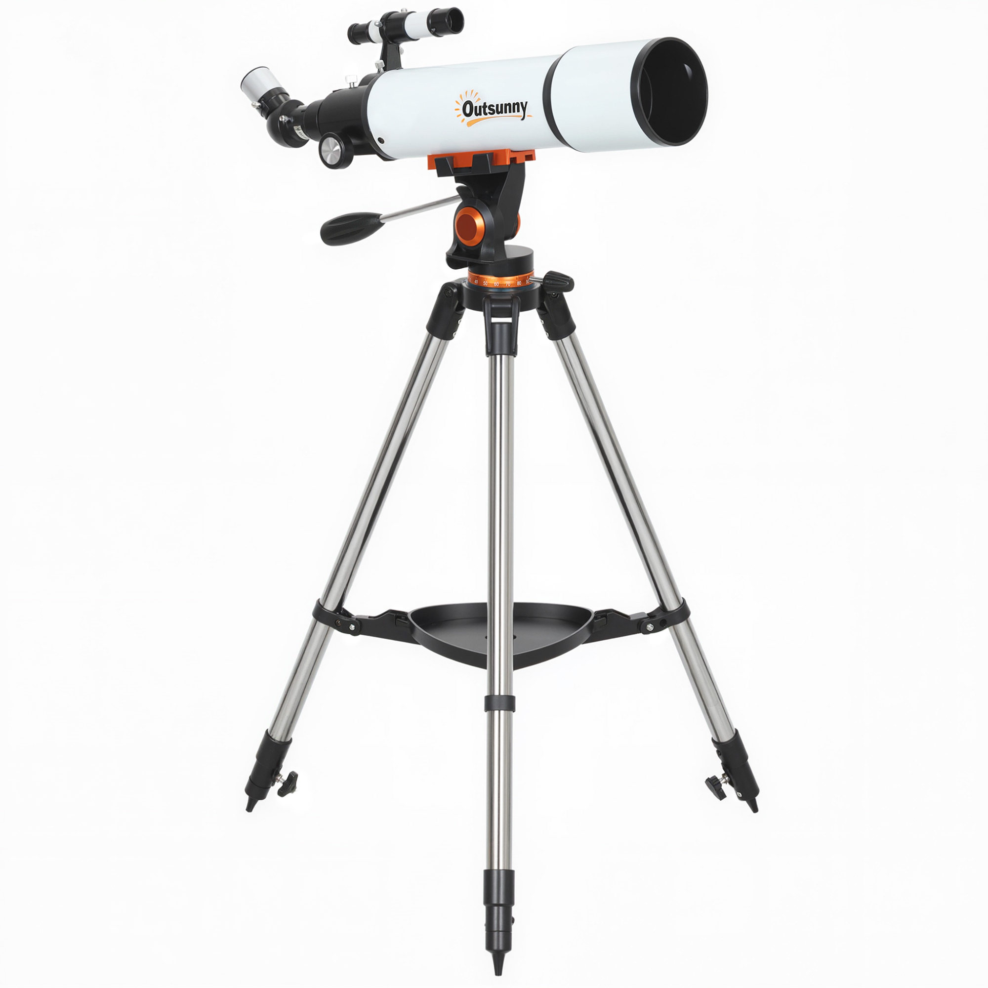 Outsunny White Astronomy Telescope For Adults And Beginners With 80 Mm Aperture, Carry Bag,