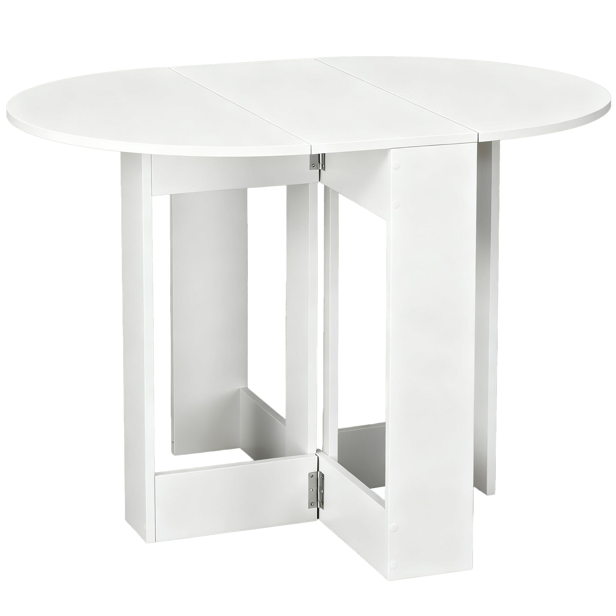 HOMCOM Mesa de Comedor Plegable con 2 Alas Abatibles Mesa Auxiliar de Madera para Cocina Salón 104x76x73,7 cm Blanco | Aosom España