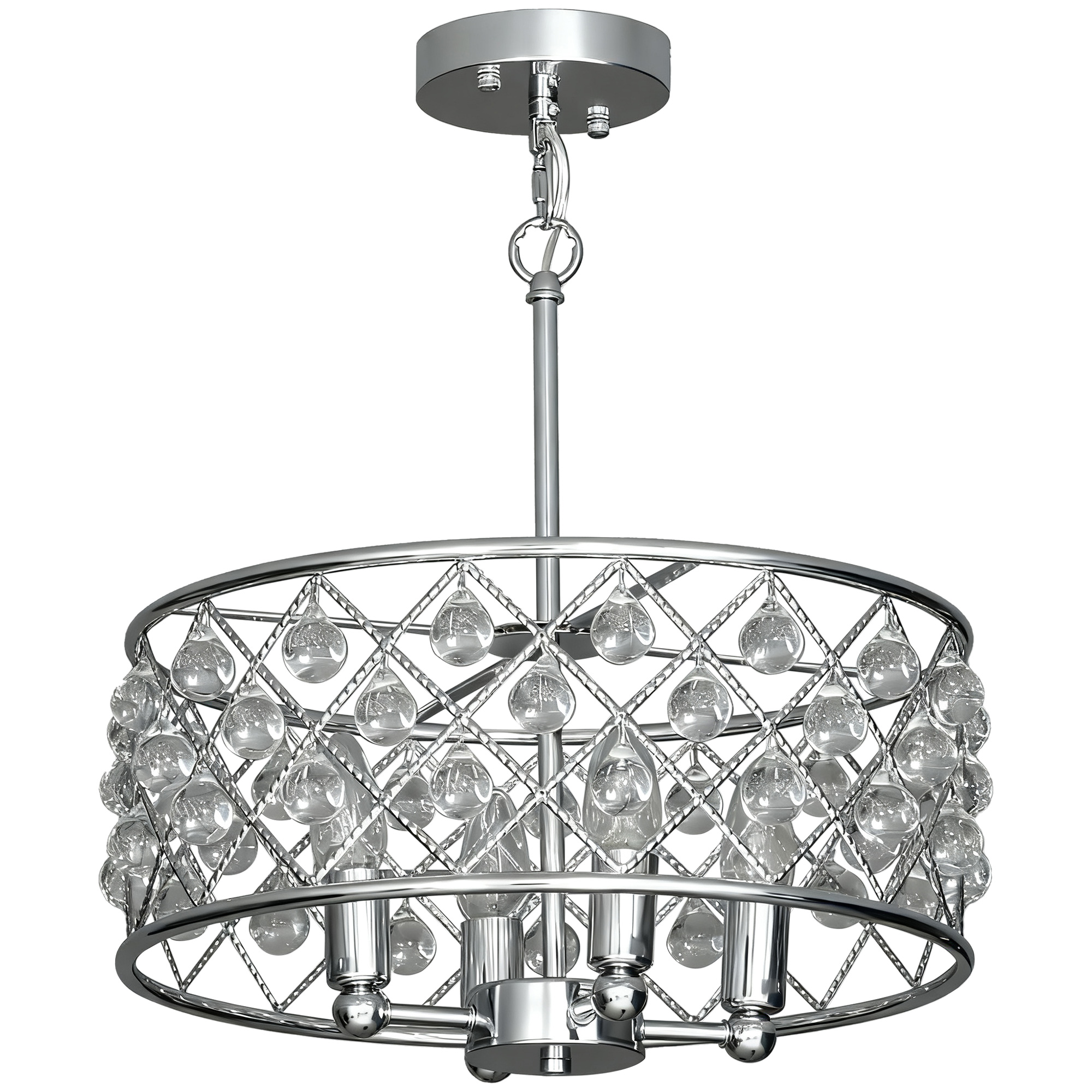 HOMCOM 51 Crystallite Four-Bulb Chandelier – Silver-Tone HOMCOM 51 Crystallite Four-Bulb Chandelier – Silver-Tone