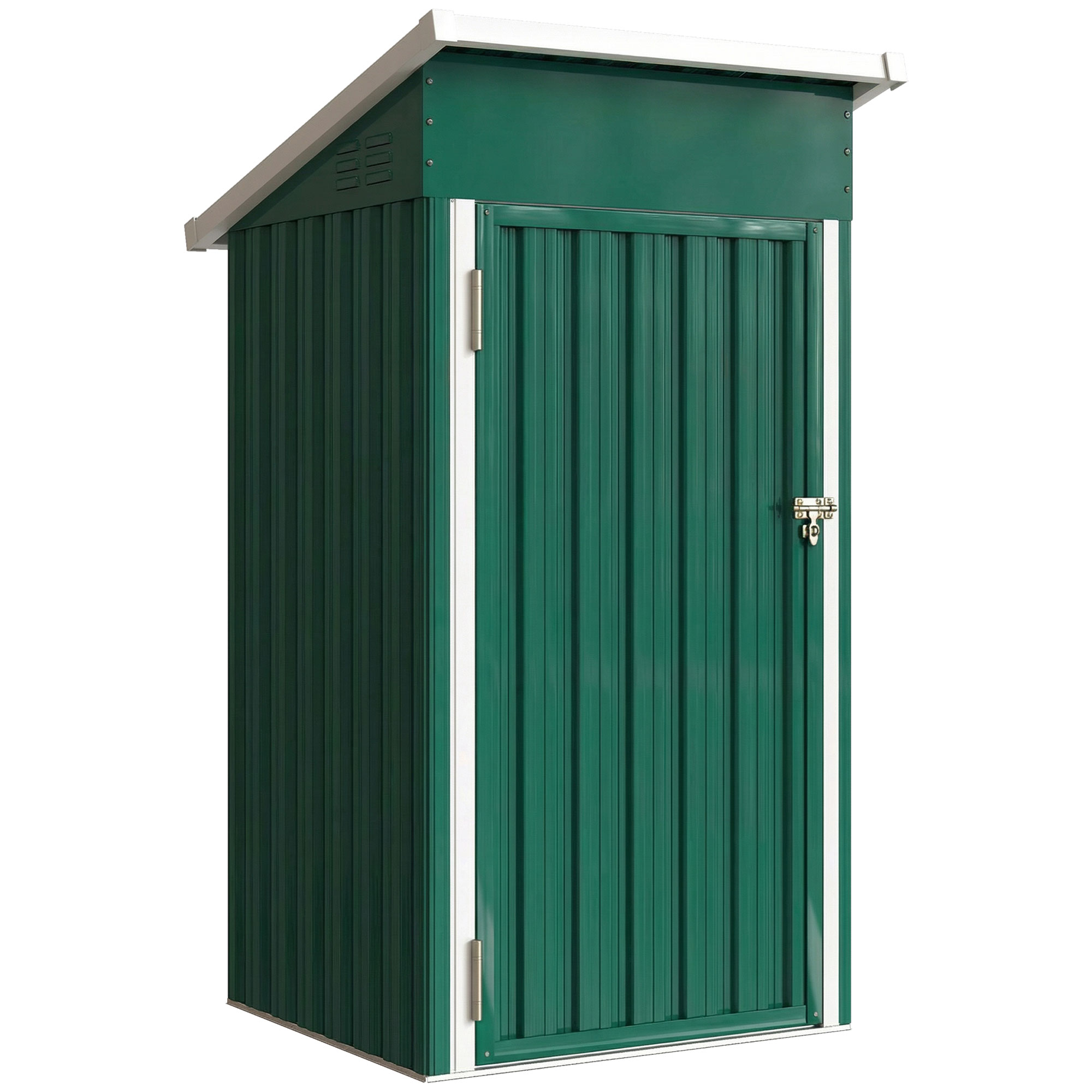 Outsunny Caseta de Jardín Metálica 0,74 m² con Puerta con Cerradura y Ventilación, 107,5x91x185 cm, Verde | Aosom España
