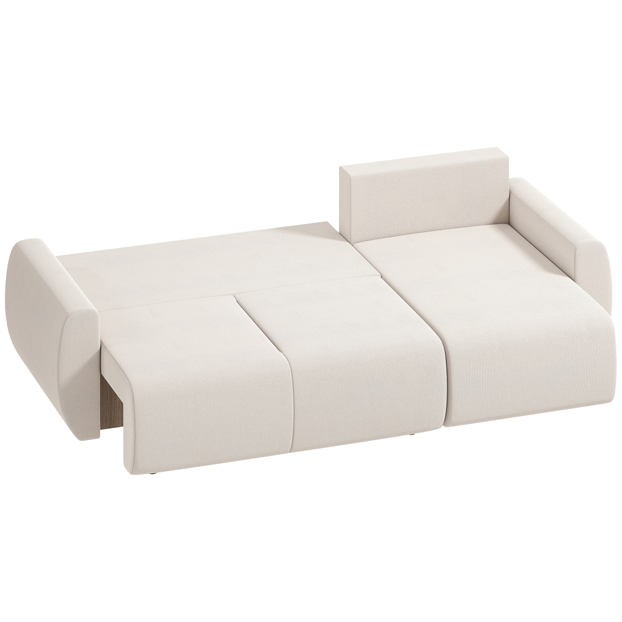HOMCOM Ecksofa mit Schlaffunktion L-Form 3-Sitzer Sofa mit Umkehrbarer Chaiselongue 2-in-1 Schlafsofa mit Kissen, mit Veloursbezug, Schlafcouch für Wohnzimmer, Cremeweiß Aosom