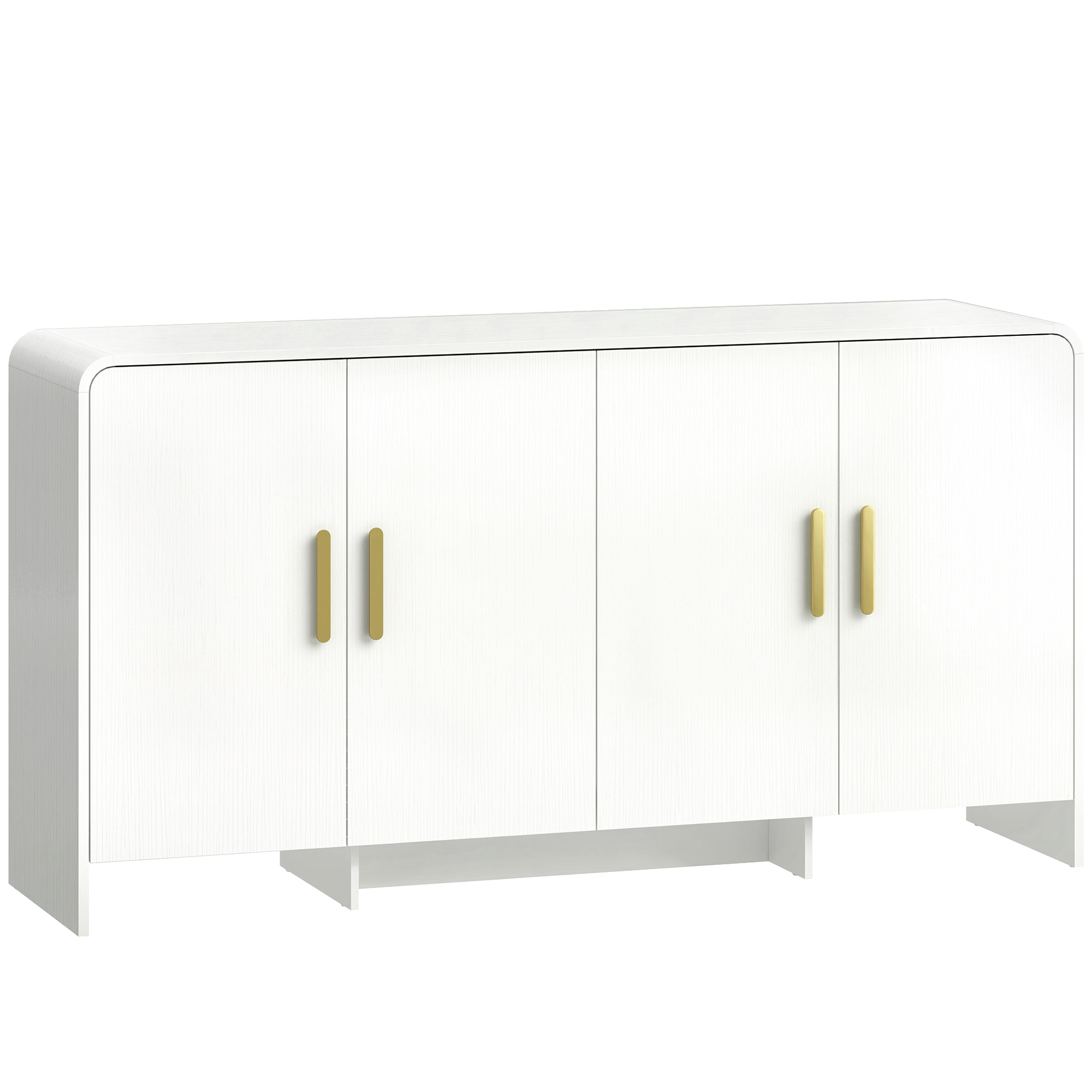 HOMCOM Aparador Blanco de Cocina 152x40x80 cm con 4 Estantes 4 Puertas de Cierre Suave Mueble para TV de 72 Pulgadas | Aosom España