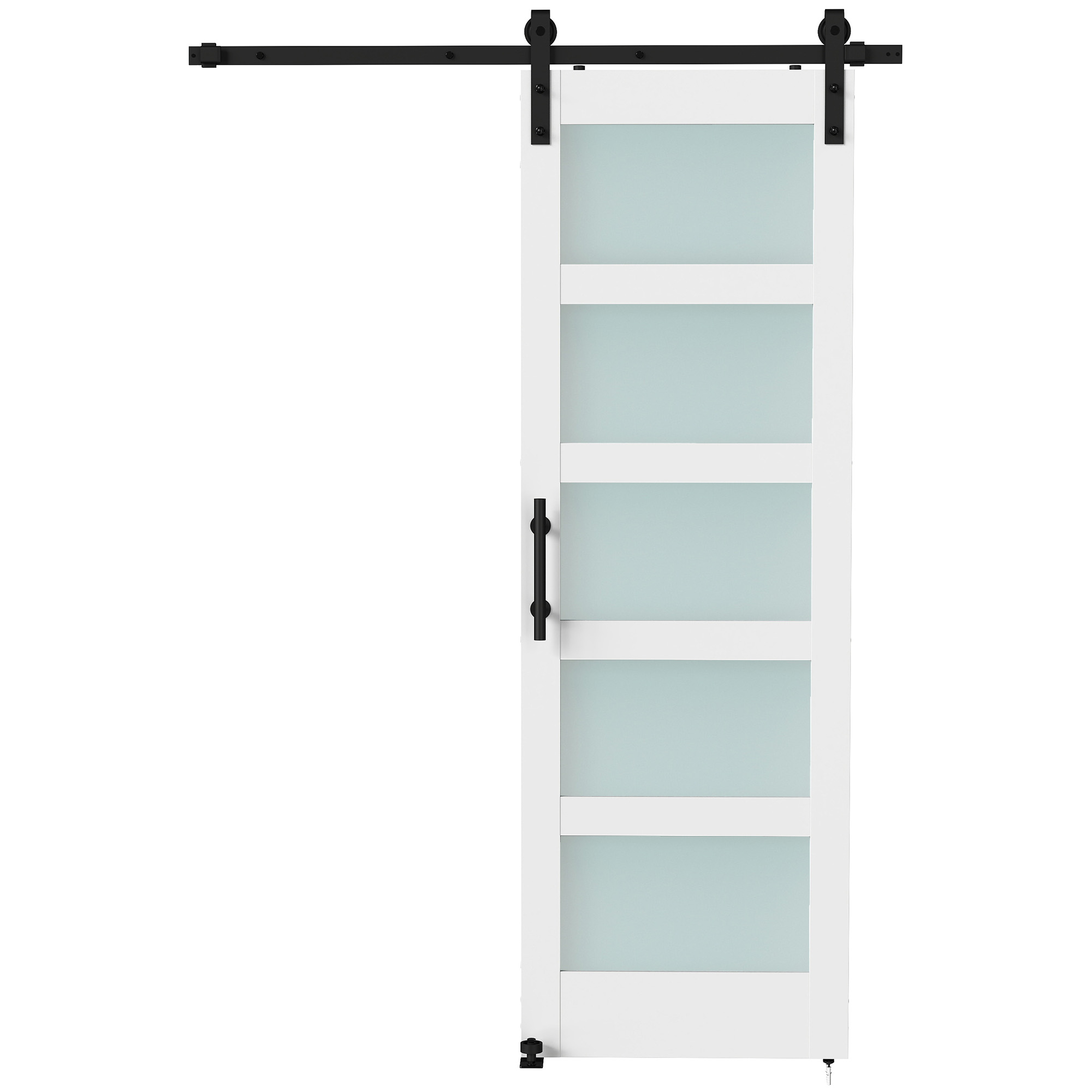 HOMCOM Puerta Corredera Interior 71x213 cm con Kit de Montaje MDF y Vidrio Esmerilado Riel y Herrajes Blanco | Aosom España