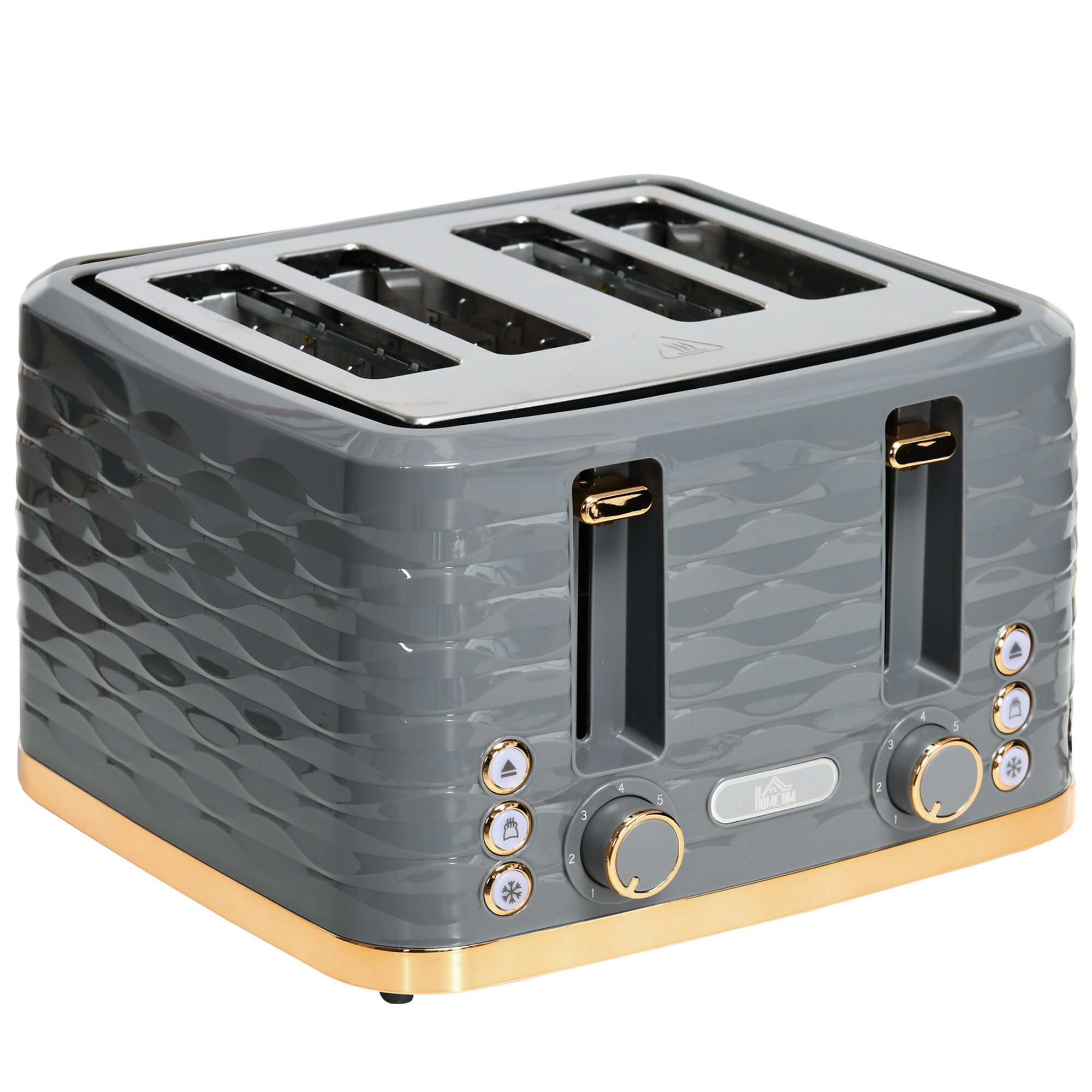 HOMCOM Four-Slice Rippled Toaster – Grey HOMCOM Four-Slice Rippled Toaster – Grey