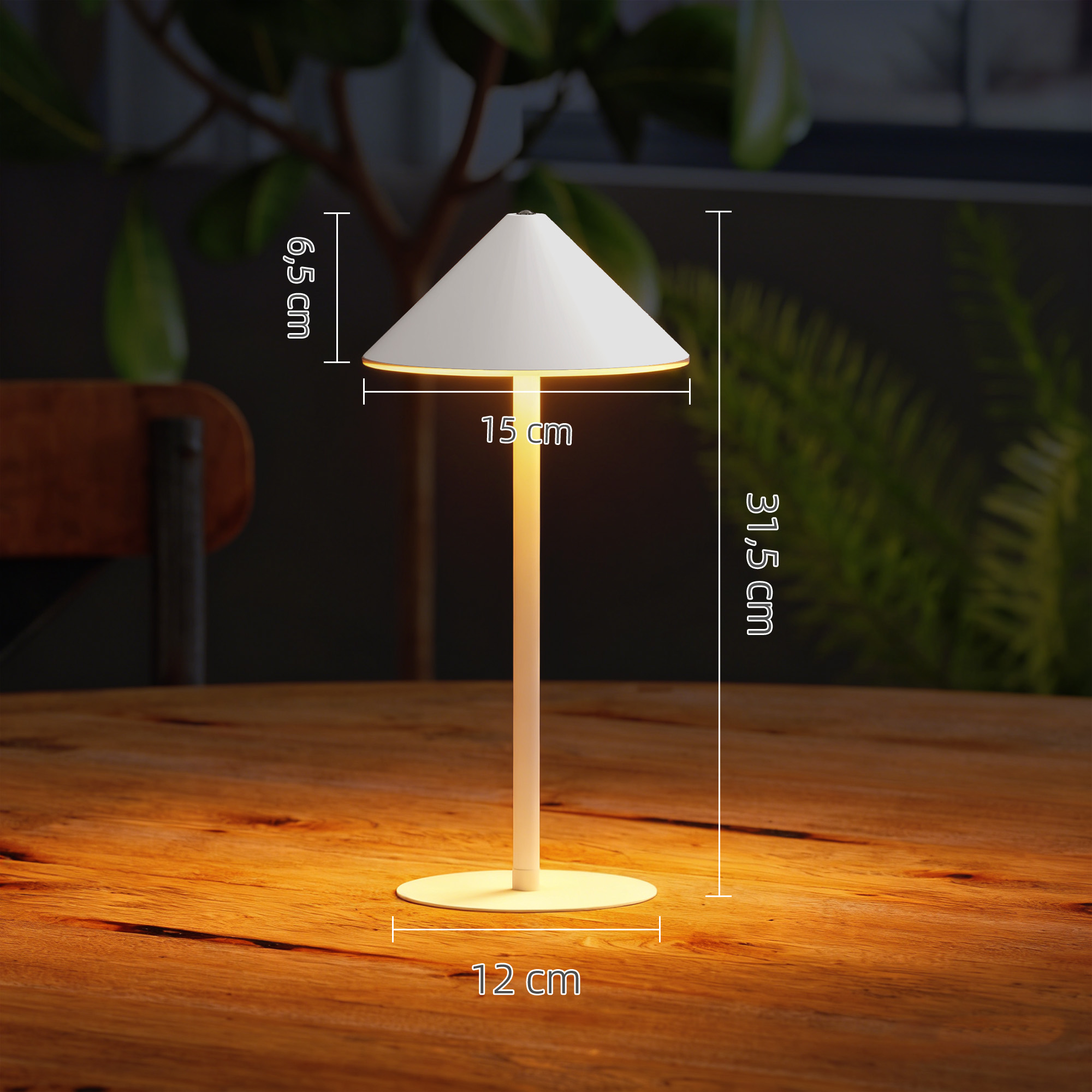 LED-laualamp USB-kaabliga, puutetundliku lülitiga, metallist, laetav, valge