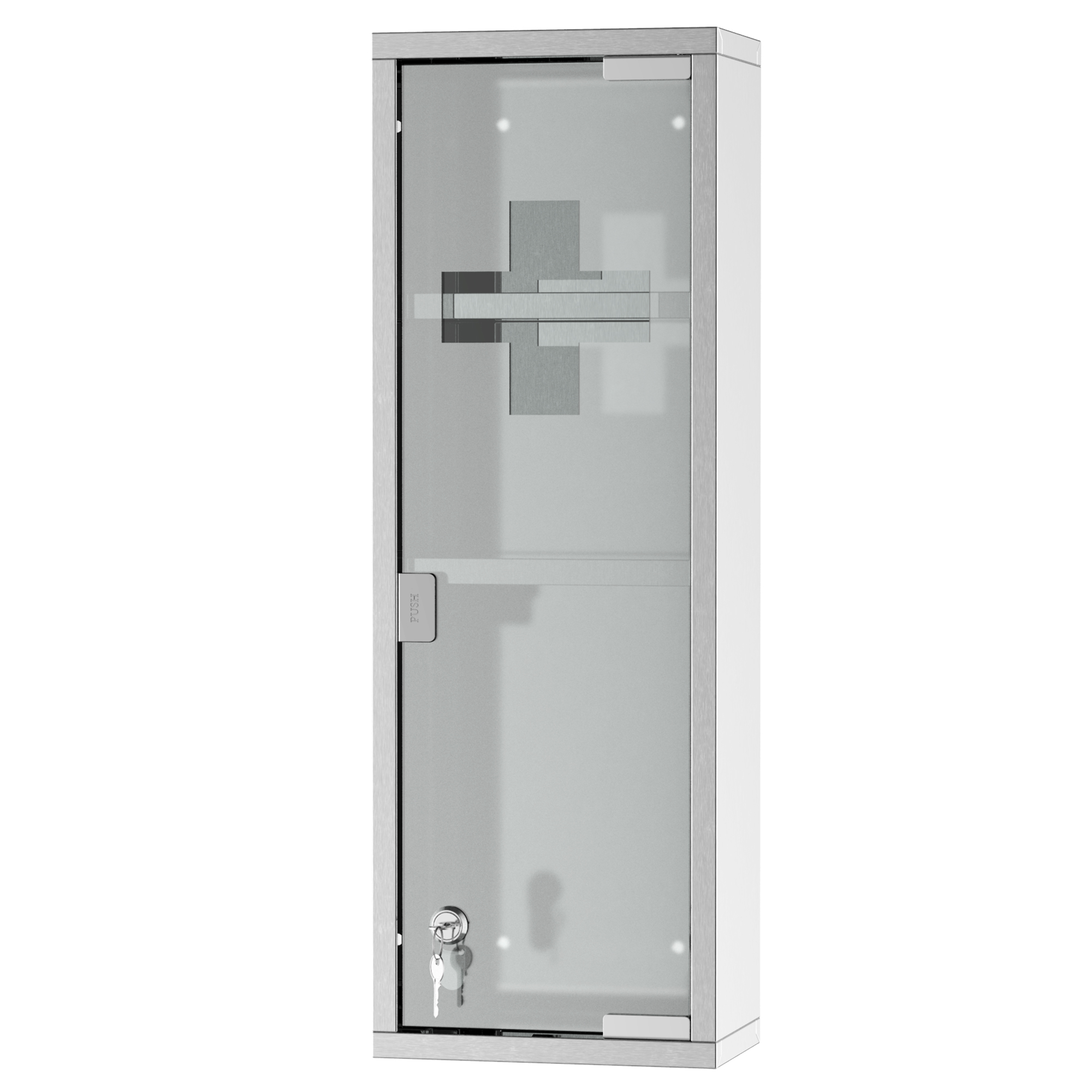 kleankin Arzneischrank Erste-Hilfe-Schrank 20x12x58cm aus Edelstahl mit Mattglas in Silber, ideal für Zuhause & Büro   Aosom.de von Kleankin