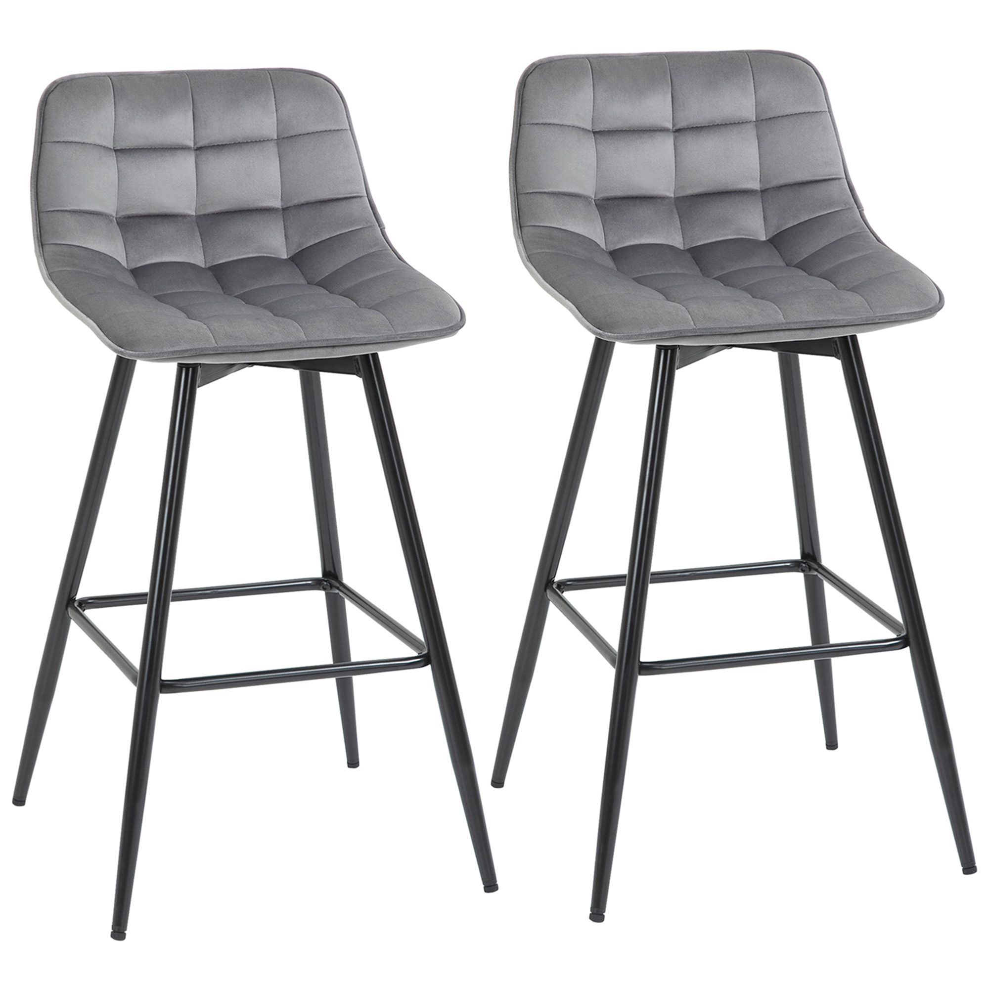 HOMCOM Conjunto de 2 Taburetes de Bar con Respaldo Carga 120 kg para Bar Salón Comedor Gris | Aosom España
