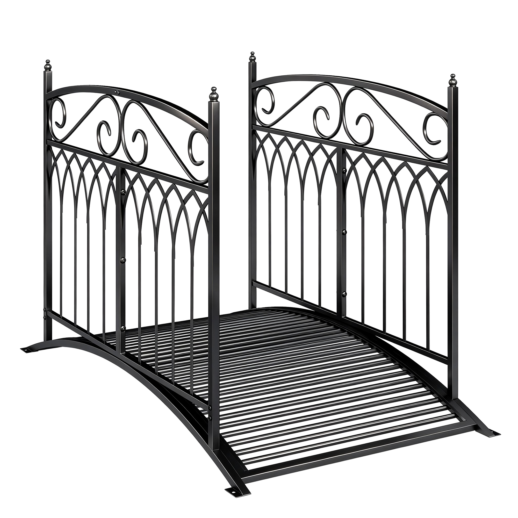 Outsunny Gartenbrücke aus Metall 135,5 cm Teichbrücke mit Sicherheitsgeländern Antik-Optik Rostbeständig Stabil Metallbrücke dekorative Zierbrücke Brücke für Bach Teich einfache Montage Aosom