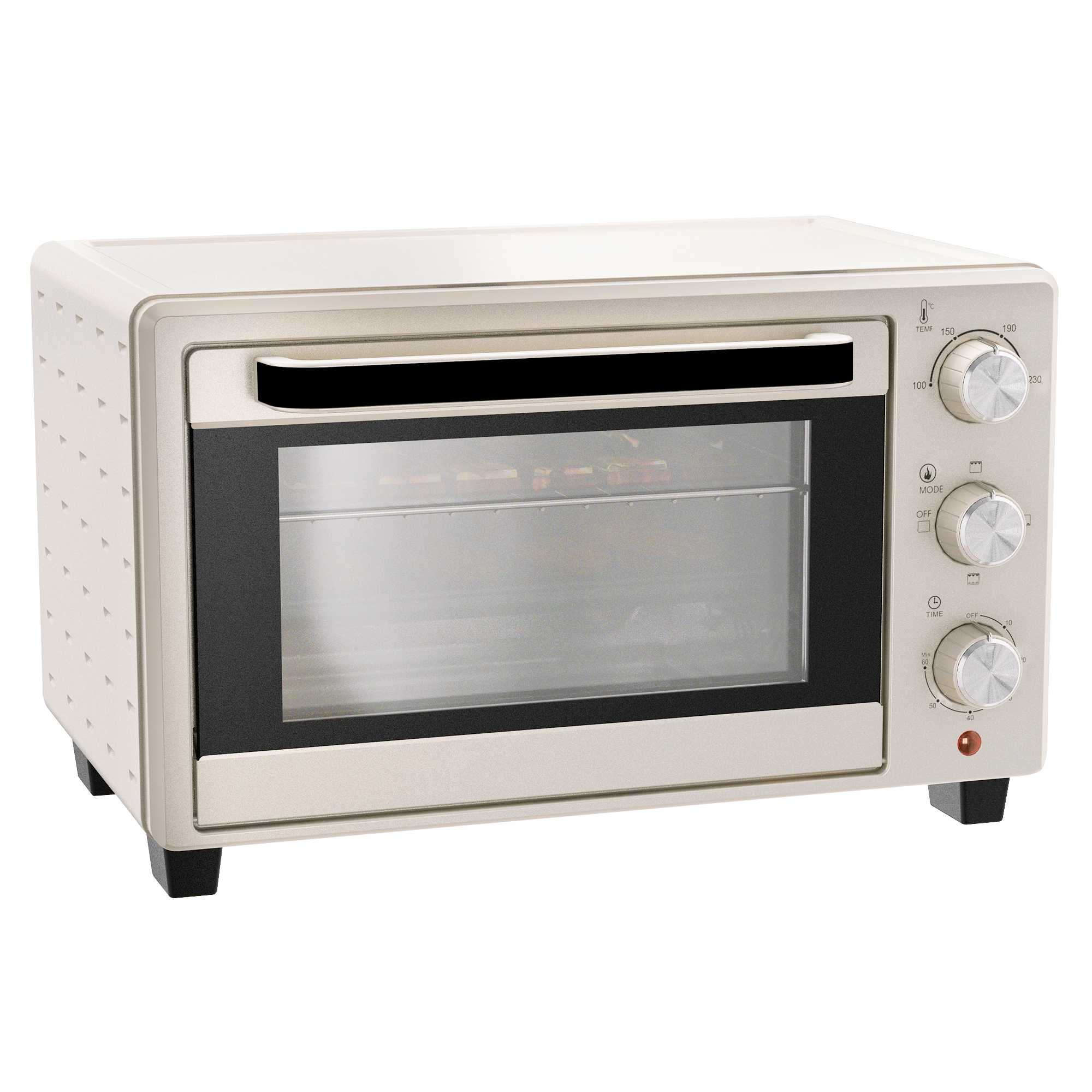 HOMCOM 21L Mini Countertop Oven, 100?C-230?C Adjustable Temp – Cream White