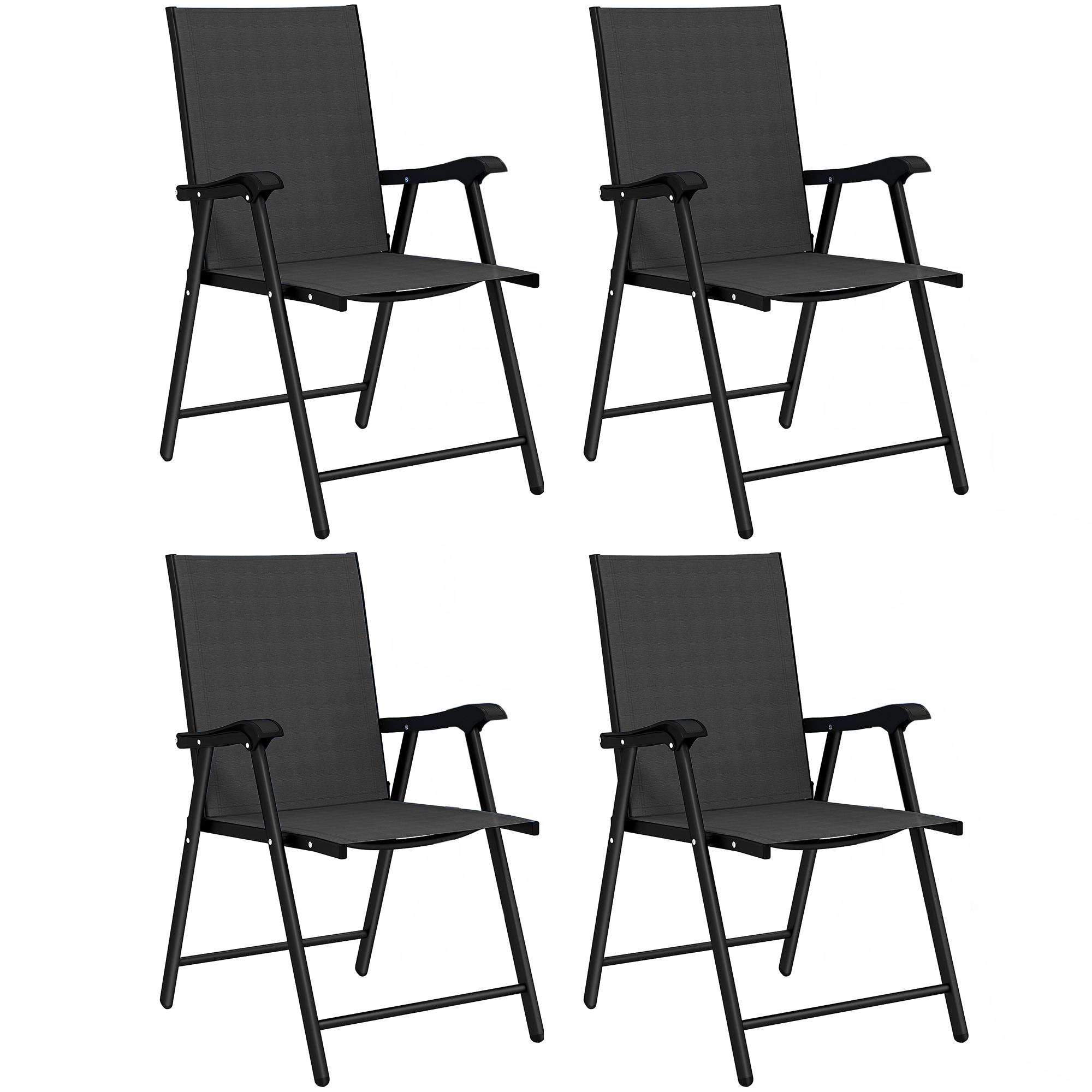 Outsunny Lot de 4 Chaises de Jardin Pliantes Structure Acier Robuste sans Montage Dossier Haut Ergonomique 58x62x97cm Noir Outsunny Lot de 4 Chaises de Jardin Pliantes Structure Acier Robuste sans Montage Dossier Haut Ergonomique 58x62x97cm Noir