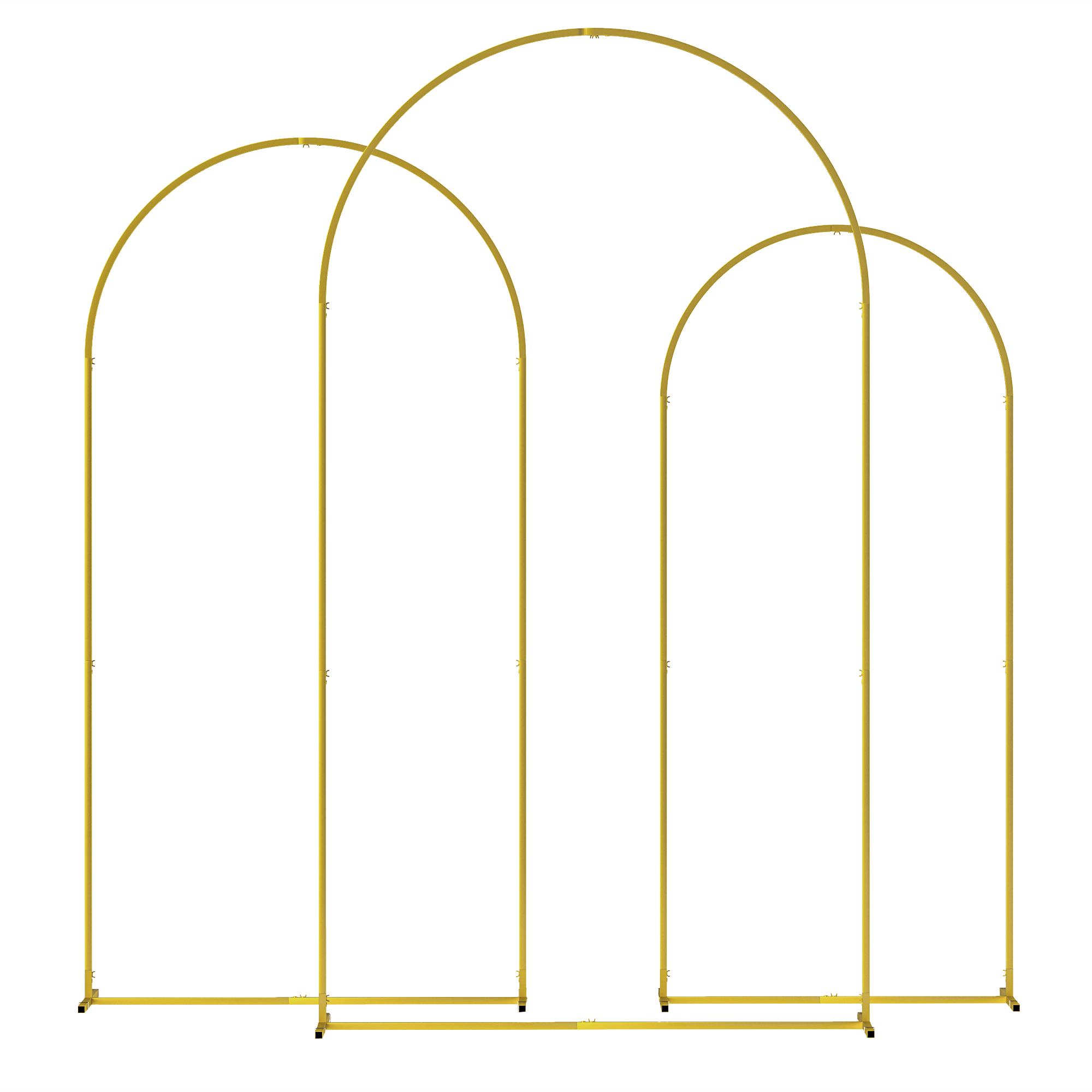 Outsunny Gold Tone Wedding Arch Frame Set, 2.2, 2, 1.8 M Metal Arch Backdrop Stand Set Of 3 For Birthday Party, Graduation, Ceremony,