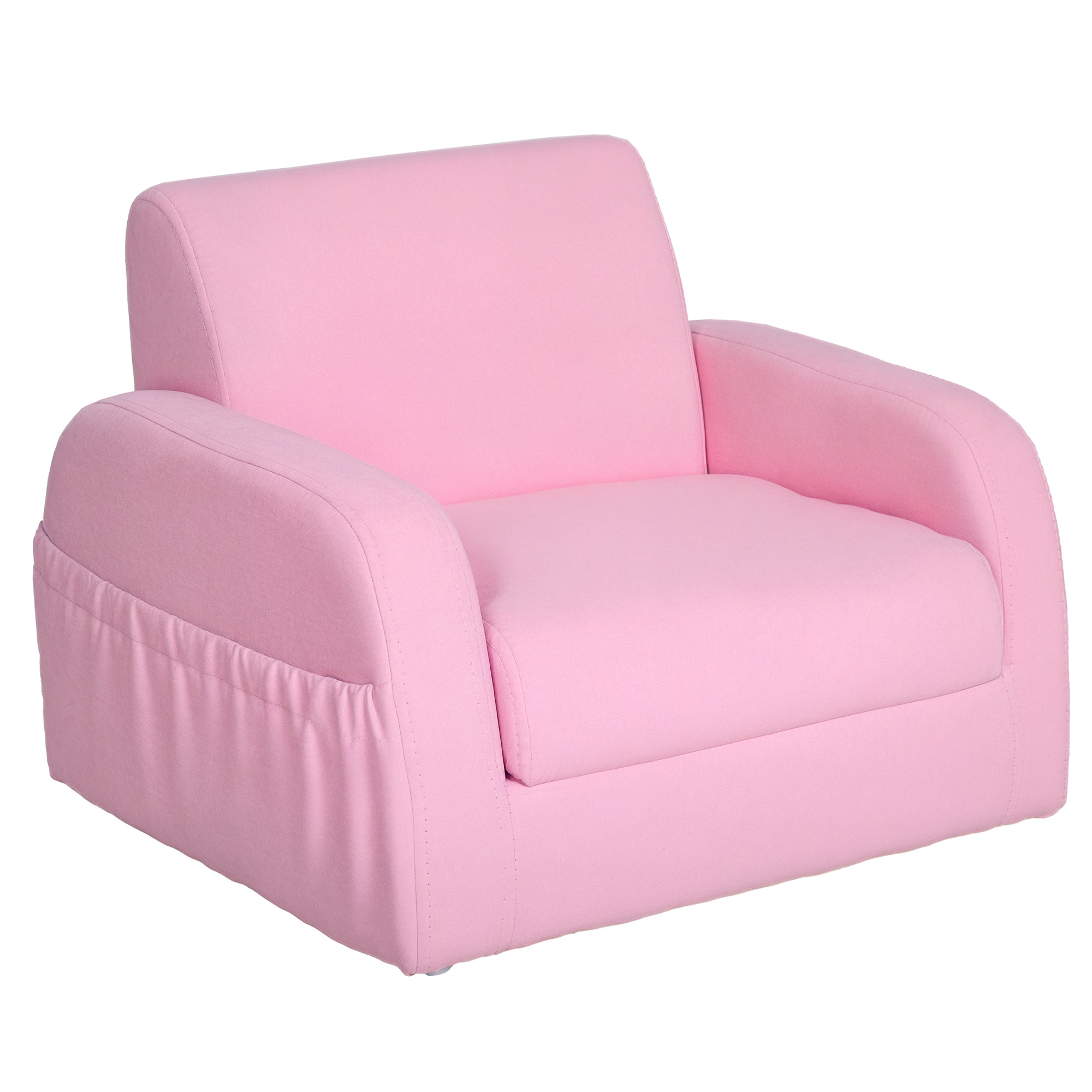 HOMCOM Sillón para Niños de 3 Años Sofá Transformable 2 en 1 Cama Infantil Plegable de 2 Posiciones con Reposabrazos 47x45x38 cm Rosa | Aosom España