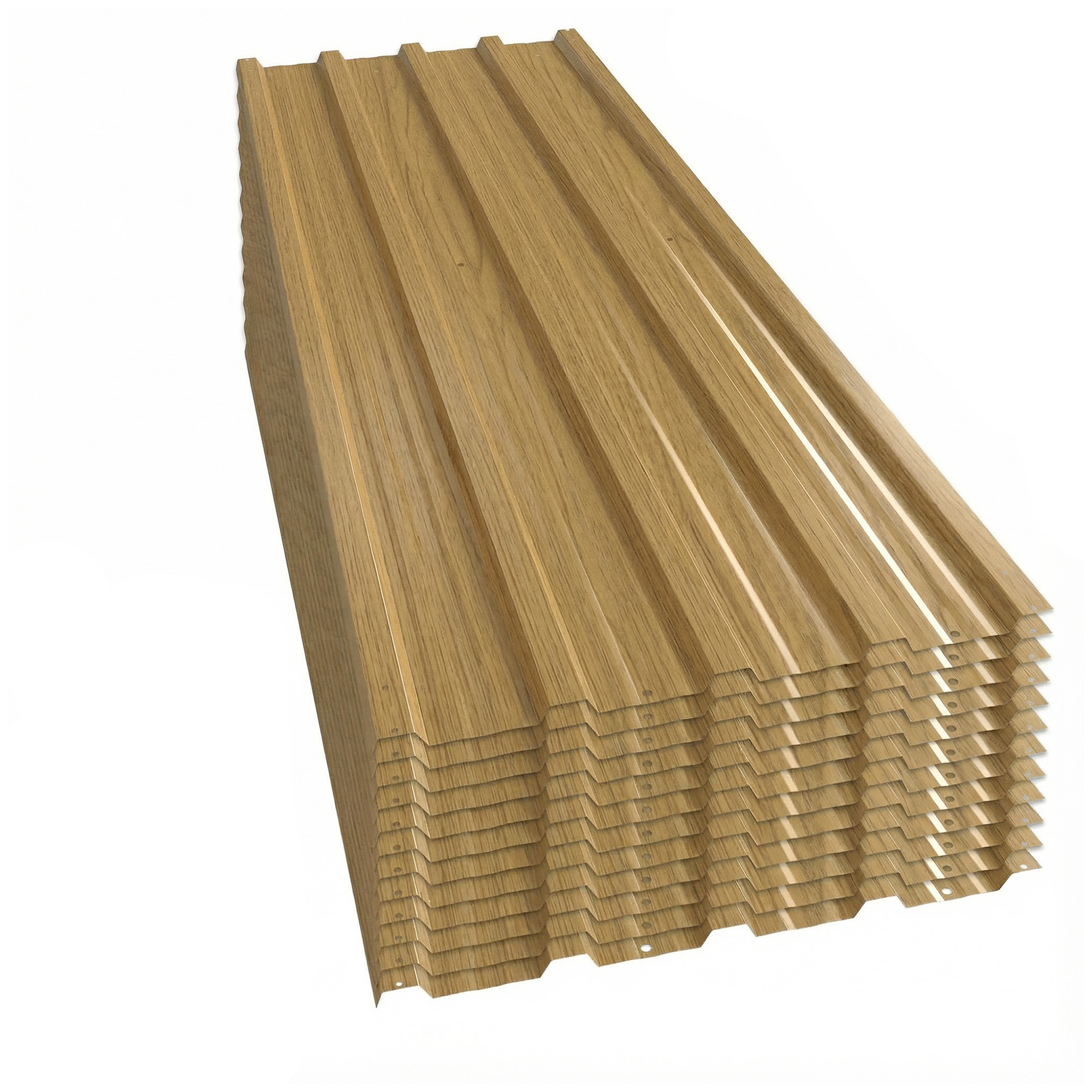 Outsunny 12 Stück Trapezblech 129x45cm 7m² Verzinkt Dachblech 0,25 mm Wetterfest Profilblech Farbbeschichteter Stahl Dachplatten Dachpaneele Stahlblech Wellblechplatten für Dach Gerätehaus Carport Naturholz Aosom