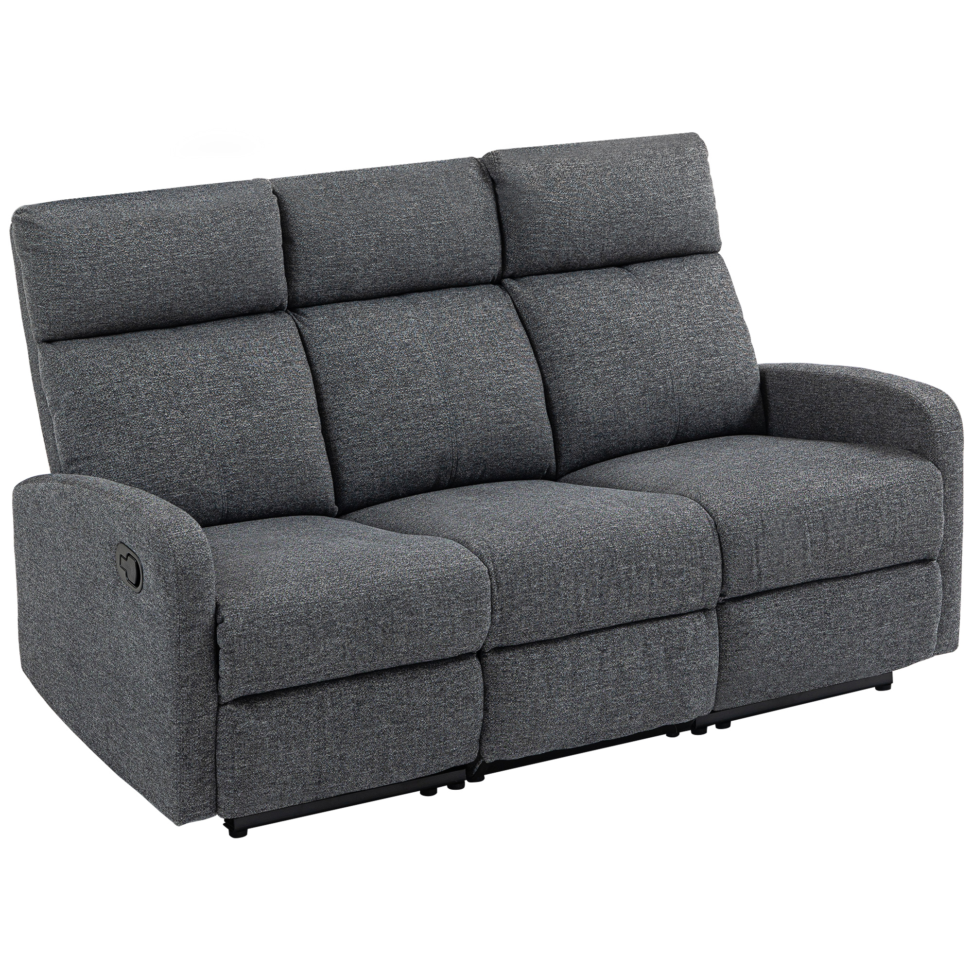 HOMCOM Relaxsessel 3 Sitzer Fernsehsessel Liegesessel mit Liegefunktion Sessel mit individuell verstellbarer Rückenlehne, Ruhesessel mit Chenille-Optik für Wohnzimmer Schlafzimmer, Grau Aosom