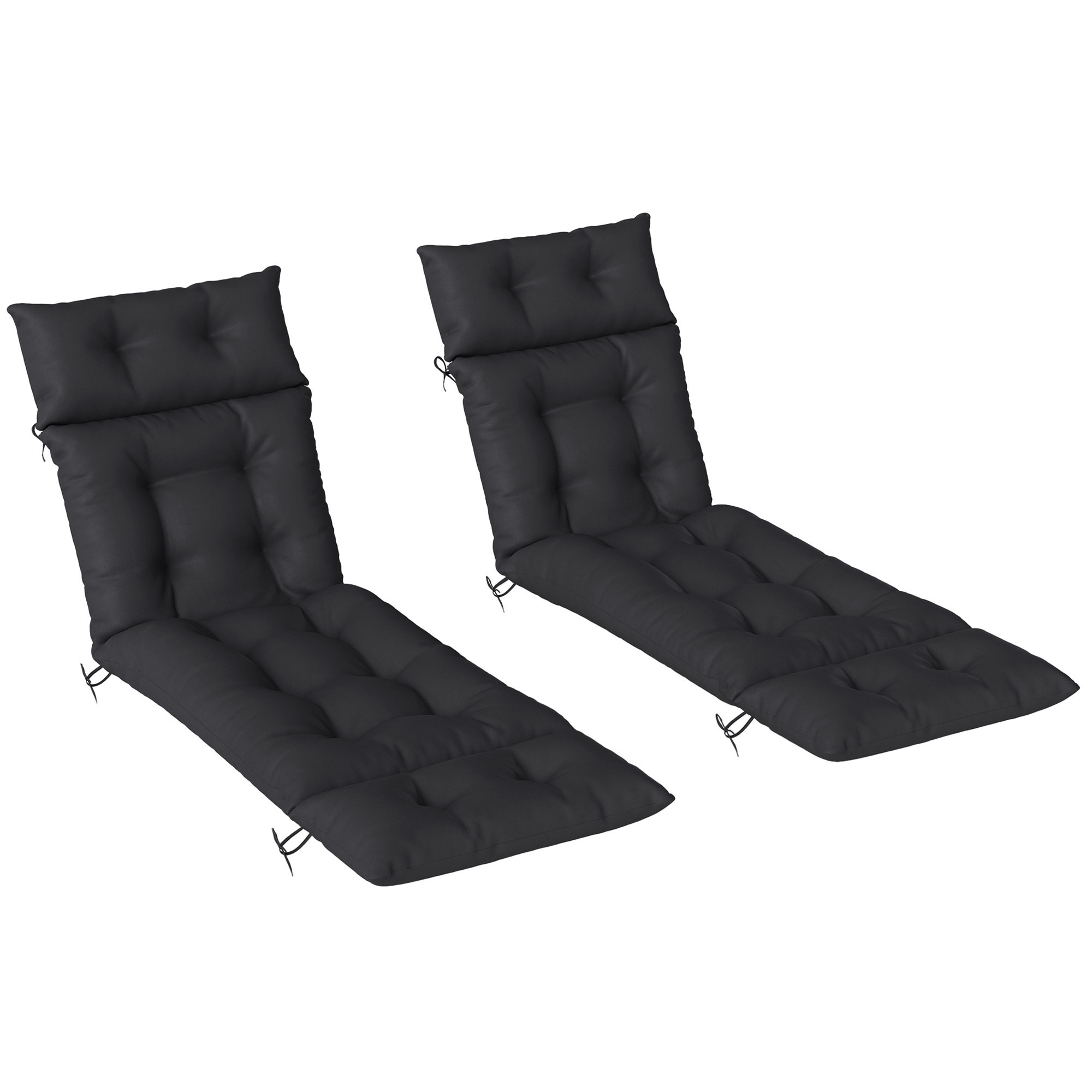 Outsunny Black Set Of Two 190 X 56Cm Sun Lounger Cushions