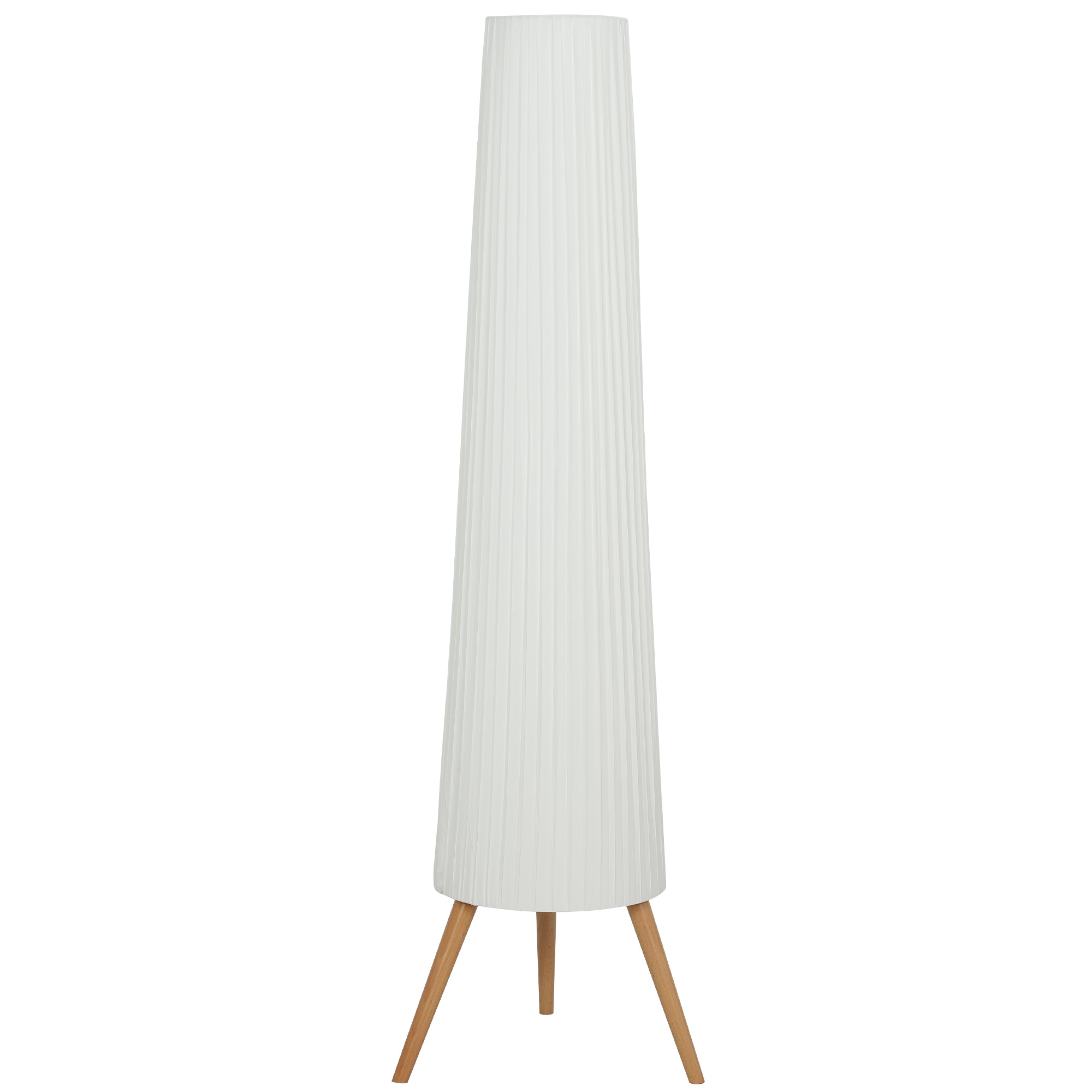 HOMCOM Lámpara de Pie con Trípode Brillo Ajustable 3 Niveles Interruptor de Pie Patas de Madera y Pantalla de Tela Blanco