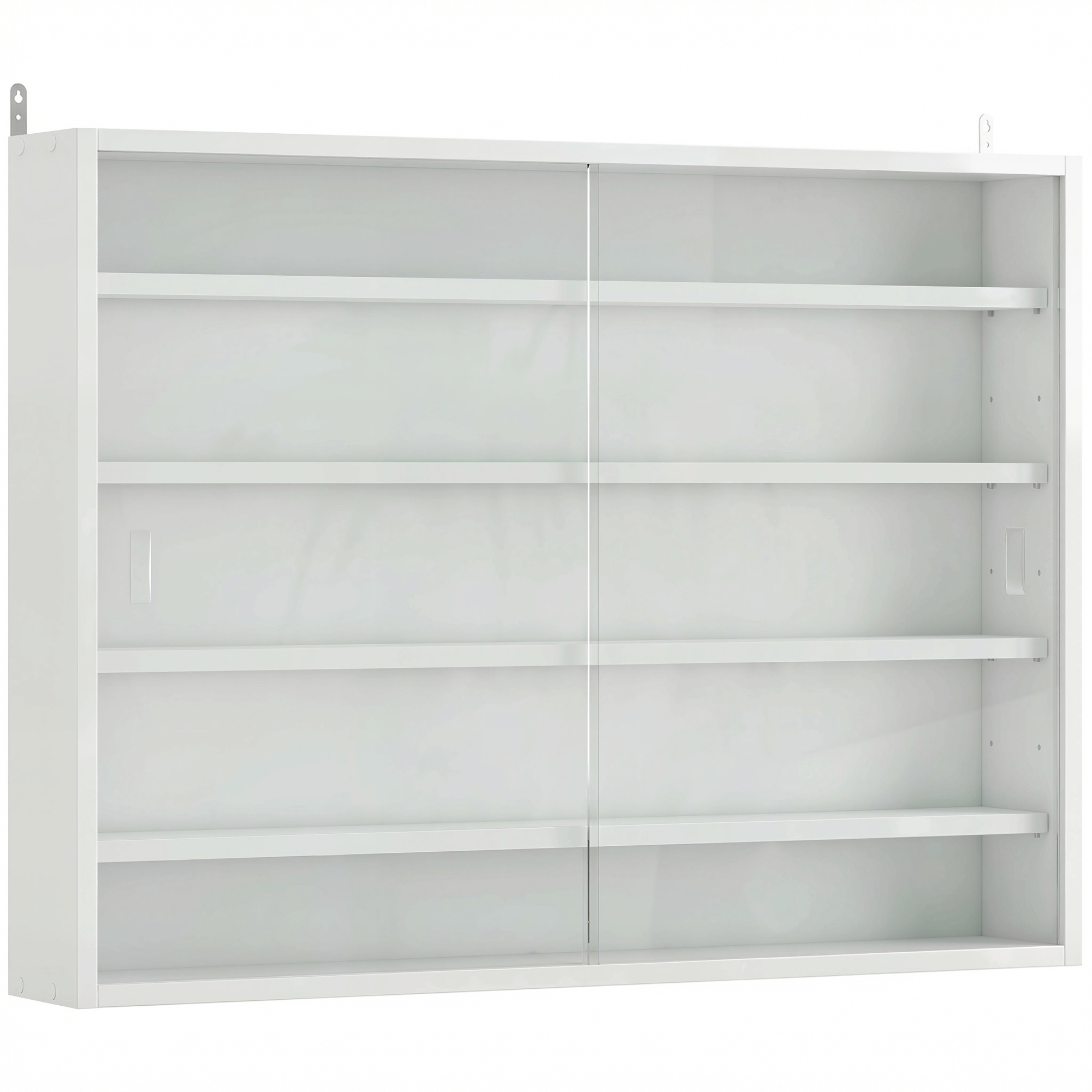 HOMCOM Vitrina de Pared de Madera con Estantes Ajustables y 2 Puertas Correderas de Cristal 80x9,5x60 cm Blanco