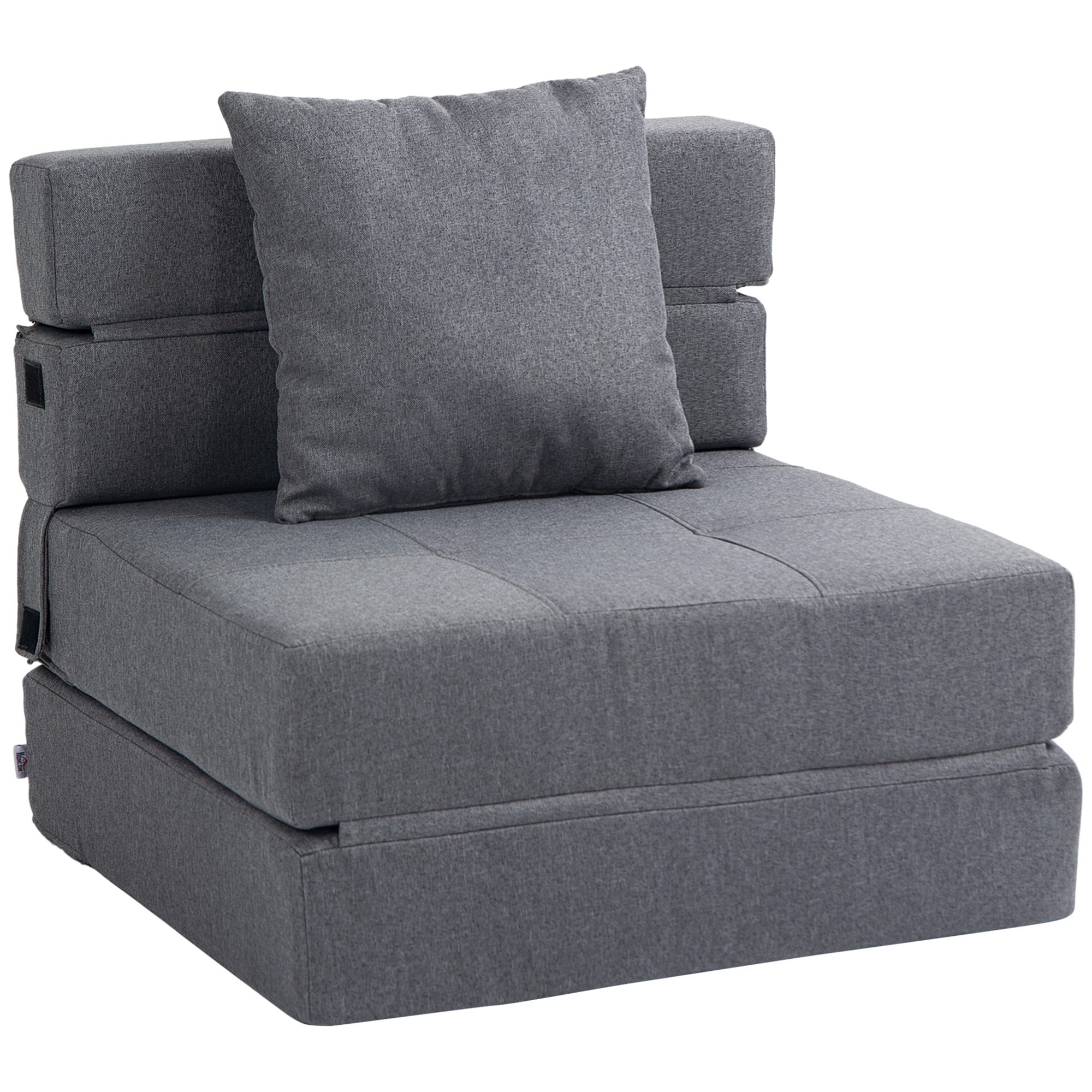 HOMCOM Chauffeuse canapé-lit convertible fauteuil 1 place avec 1 coussin déhoussable, tissu gris