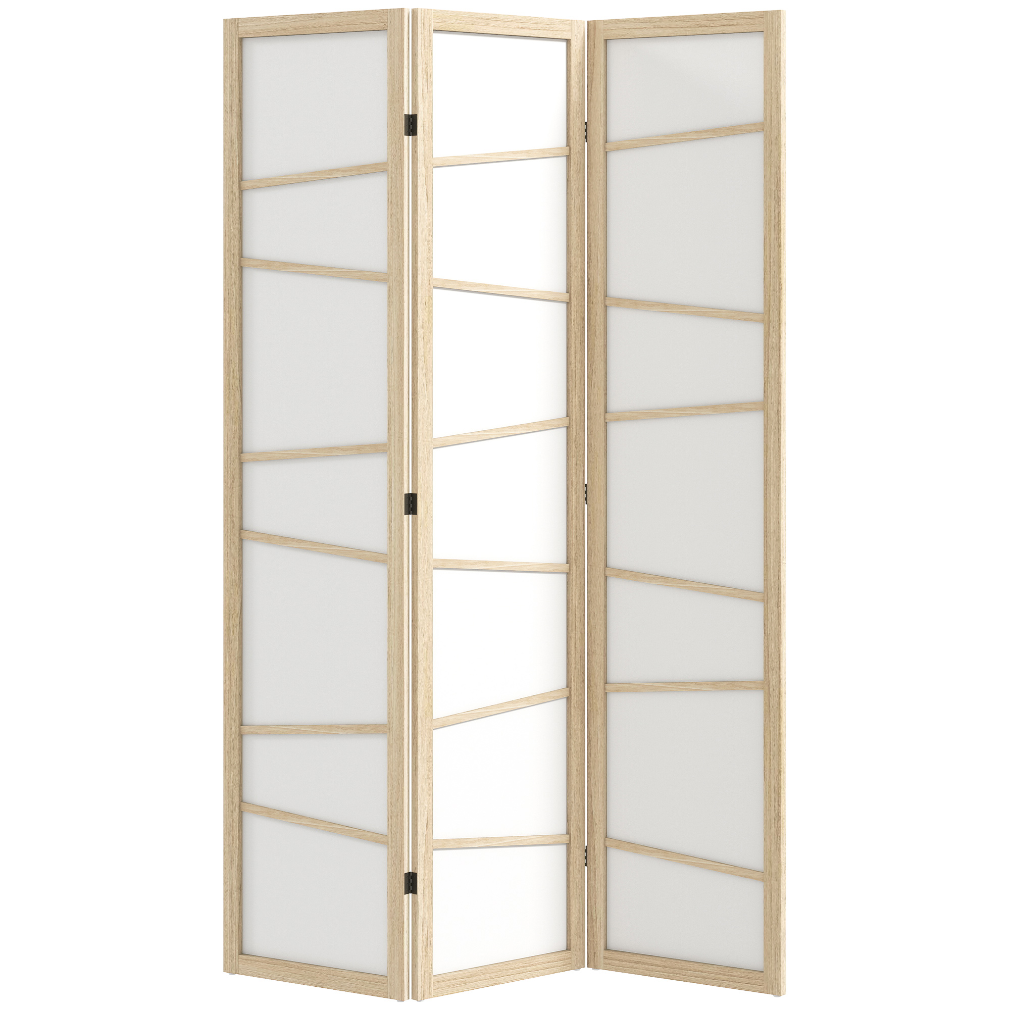 HOMCOM Wooden Folding Privacy Screen, 3 Panel Room Divider for Bedroom, Natural Wood Finish